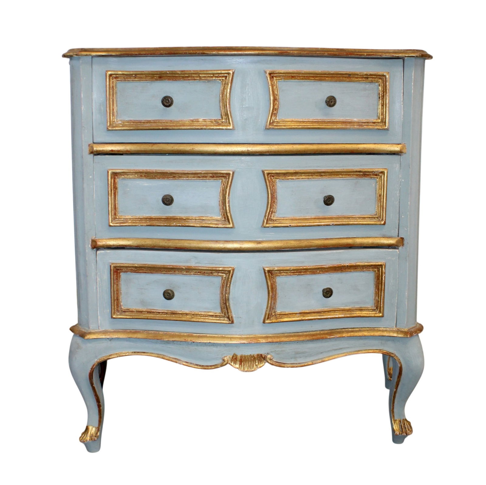 French painted and parcel gilt 3 drawer commode (1 of 6)