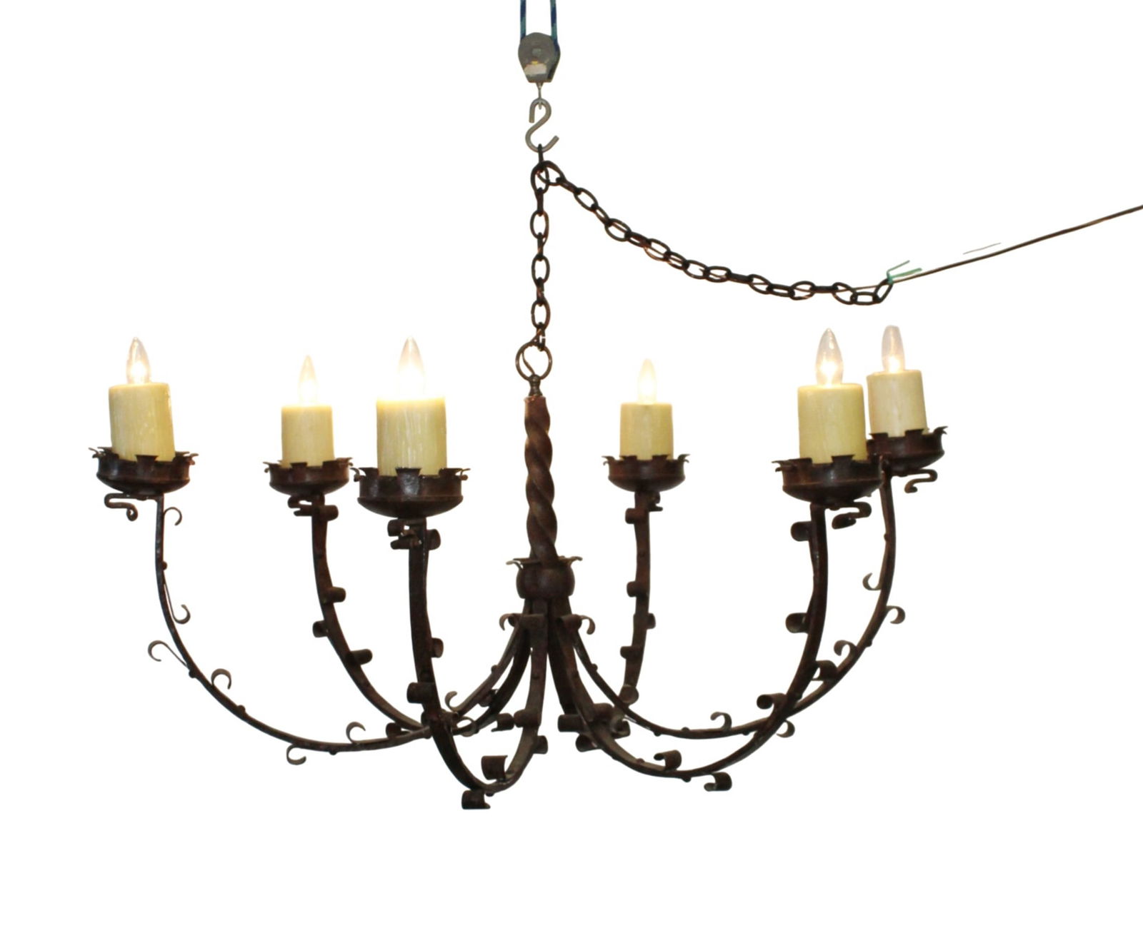 French iron 6 light chandelier (1 of 5)