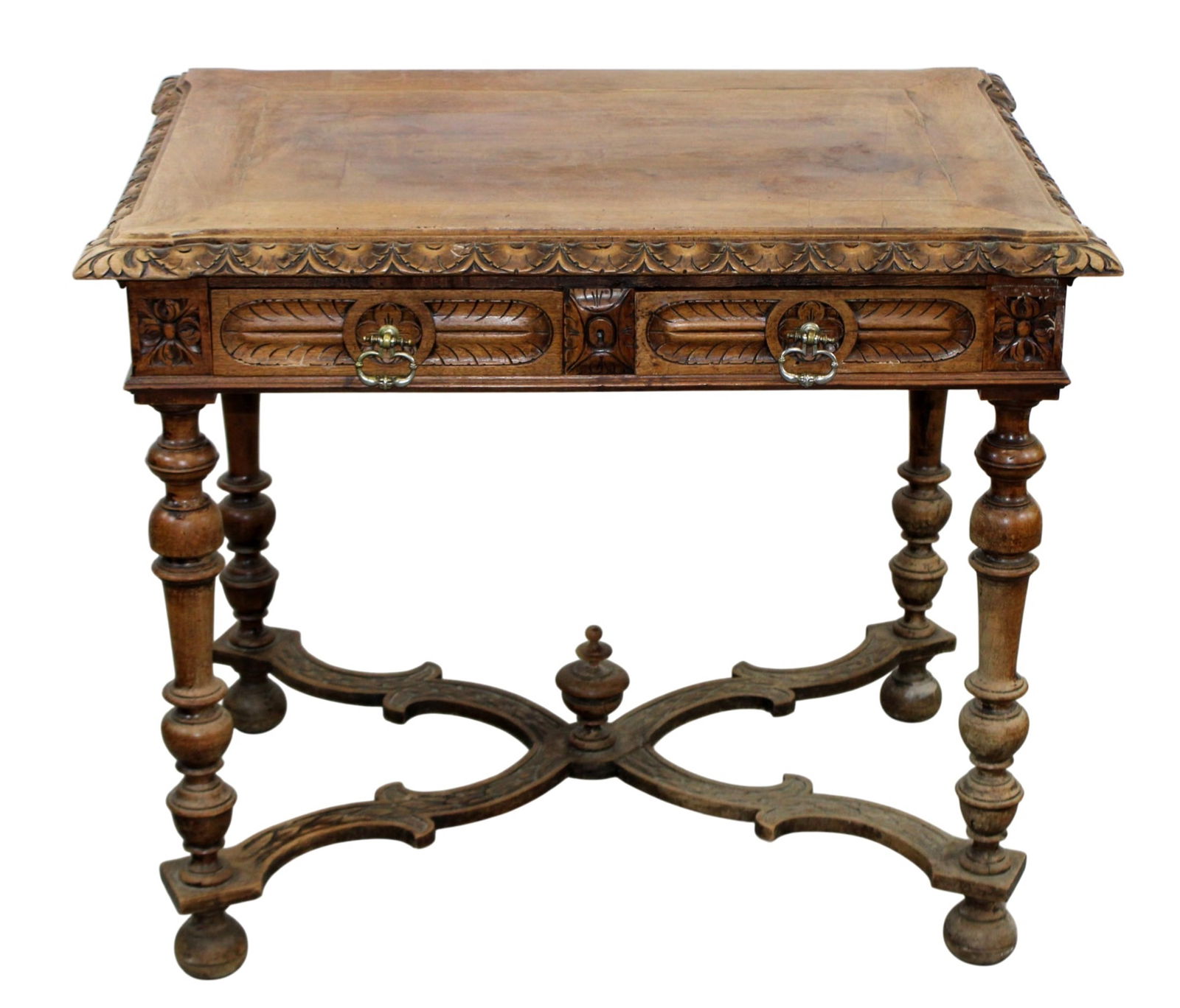 French bureau plat desk in walnut (1 of 10)