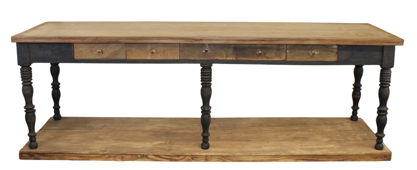 French drapers table in pine on turned painted legs (1 of 13)