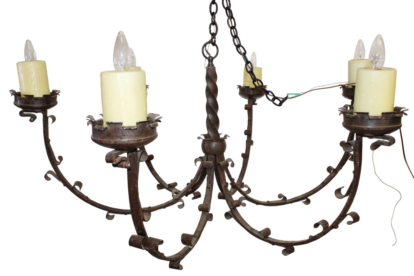 French small iron 6 light chandelier (1 of 6)