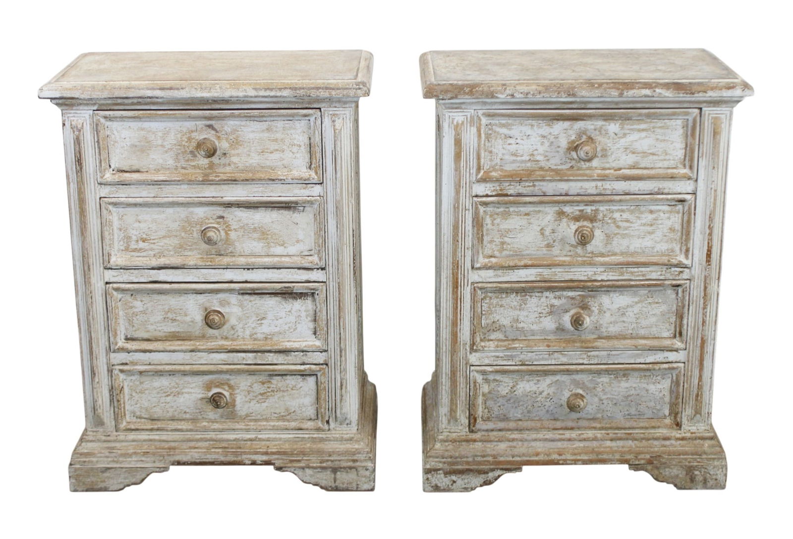 Pair of Italian painted pine 4 drawer bedside commodes (1 of 11)