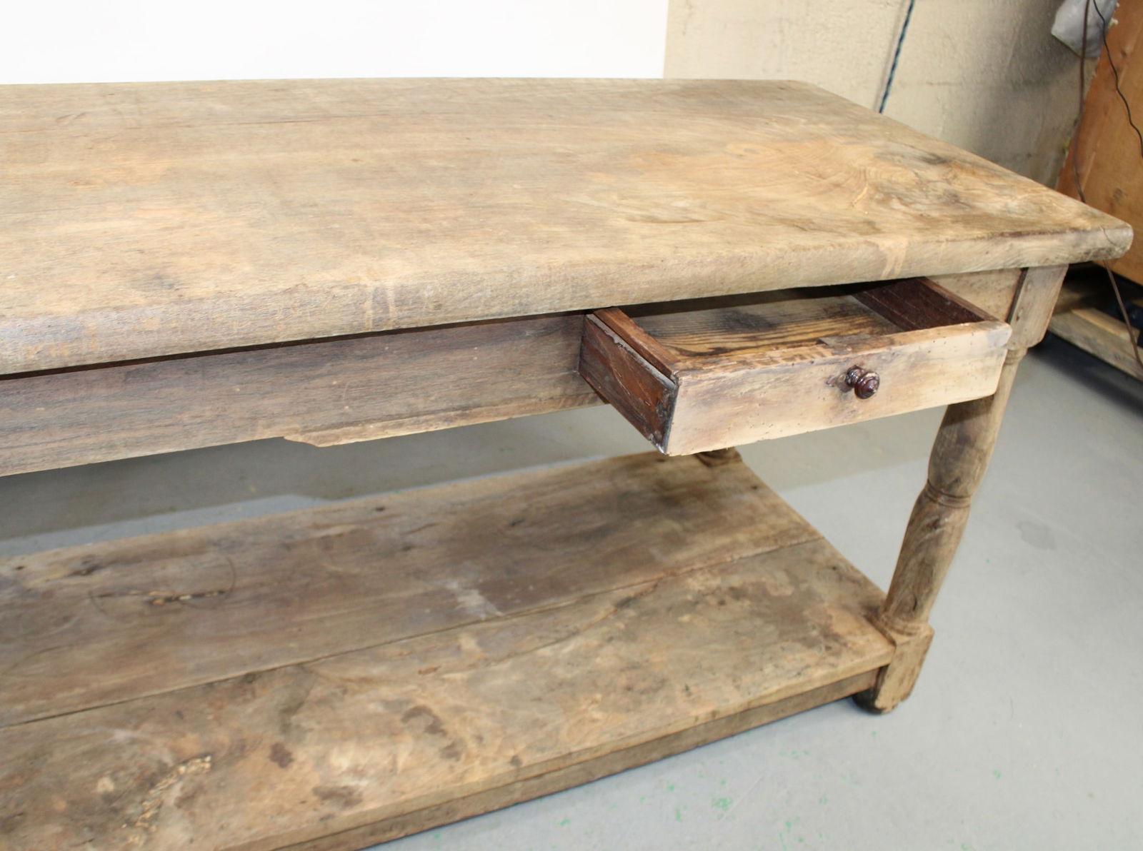 French drapers table in limed walnut - 4