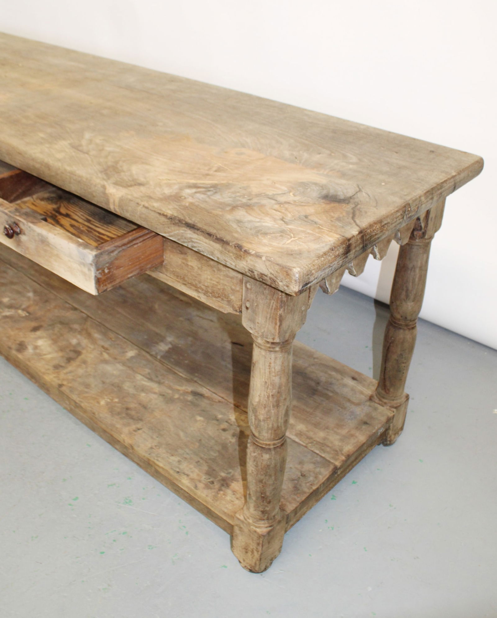 French drapers table in limed walnut - 5