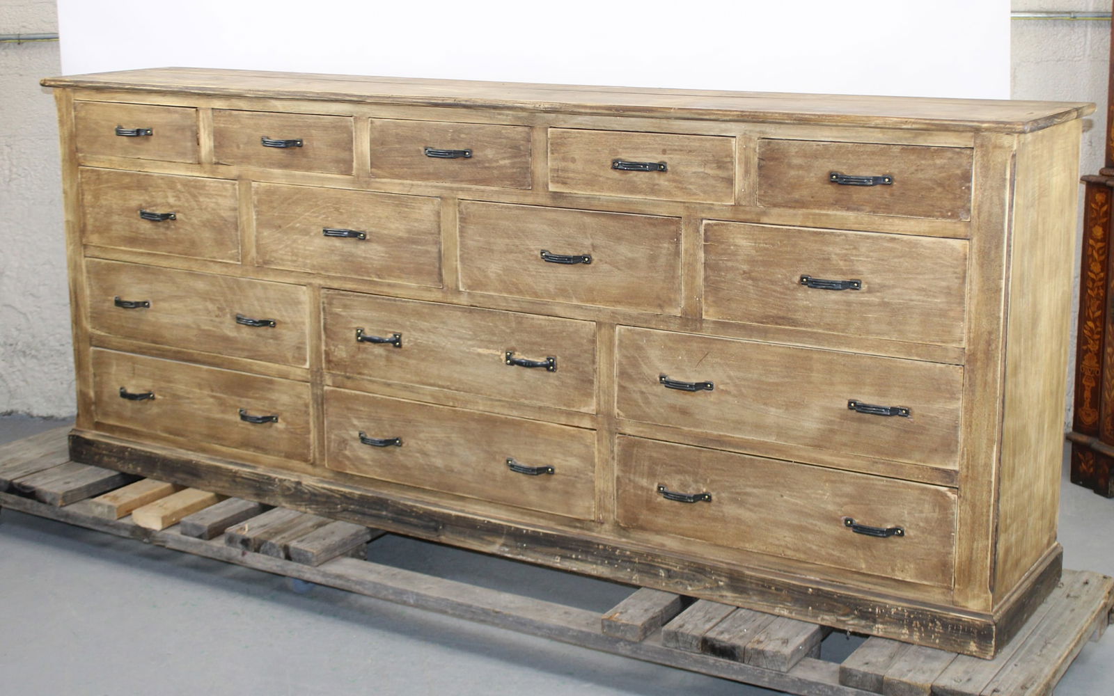 French multi drawer counter in pine - 2