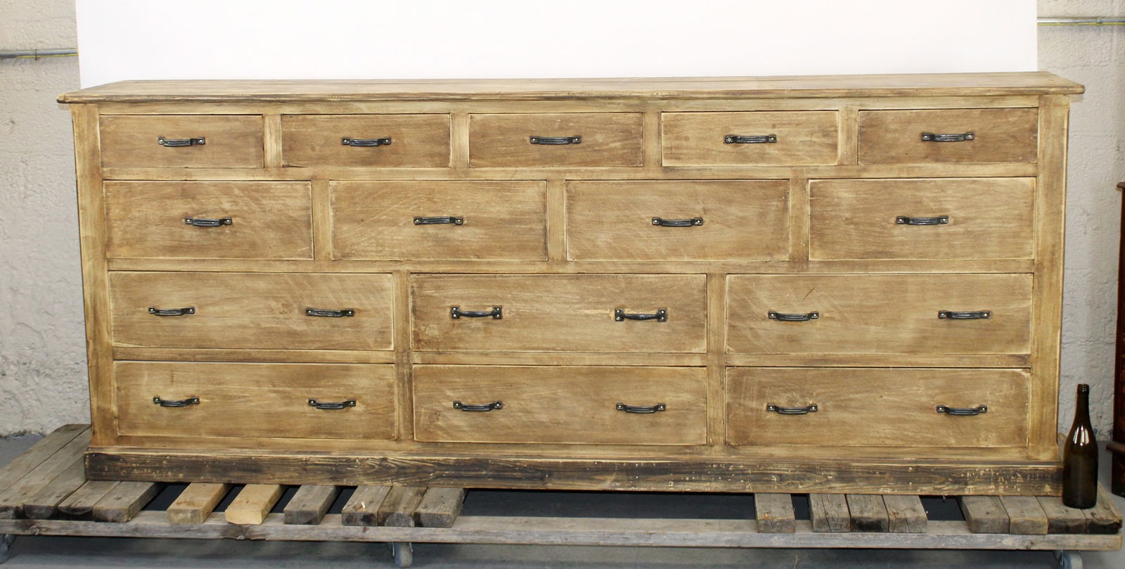 French multi drawer counter in pine - 3