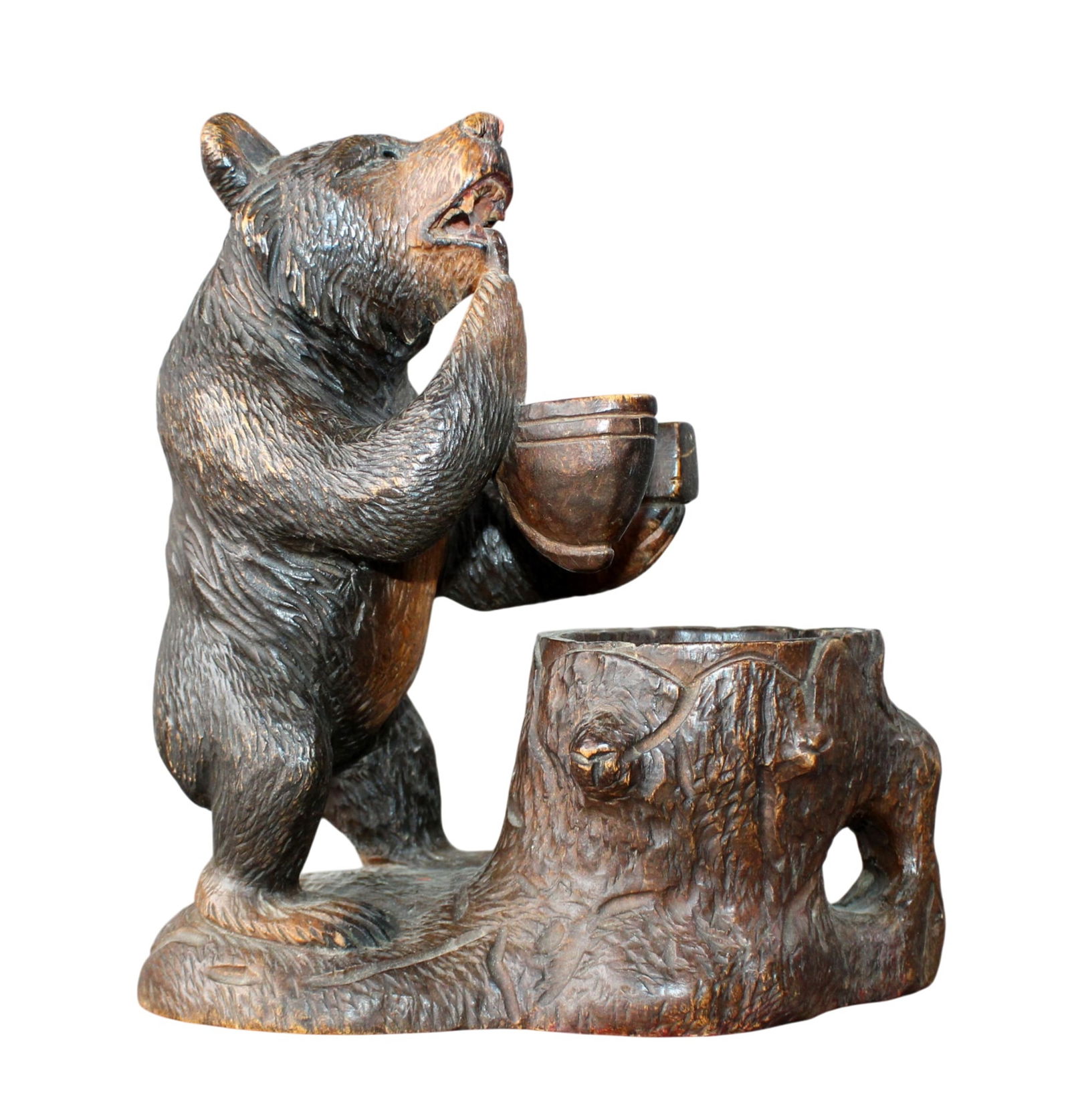 Black Forest carved wooden bear matches holder (1 of 6)