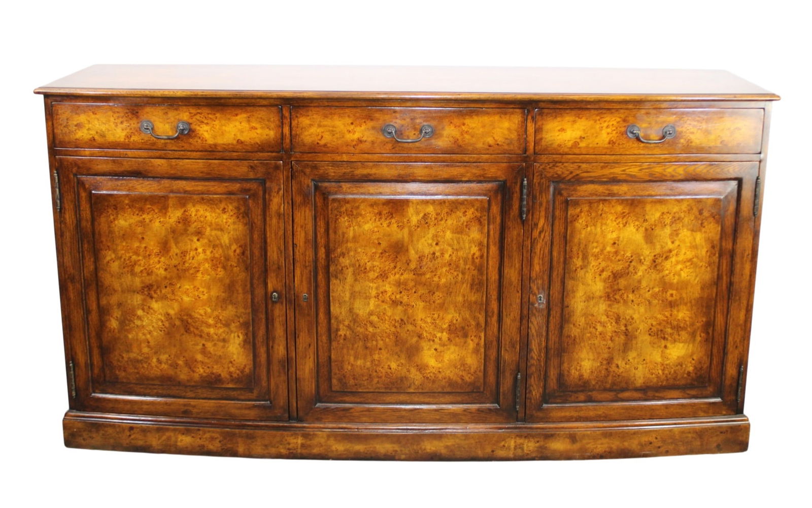 English burled 3 over 3 bowfront sideboard (1 of 10)
