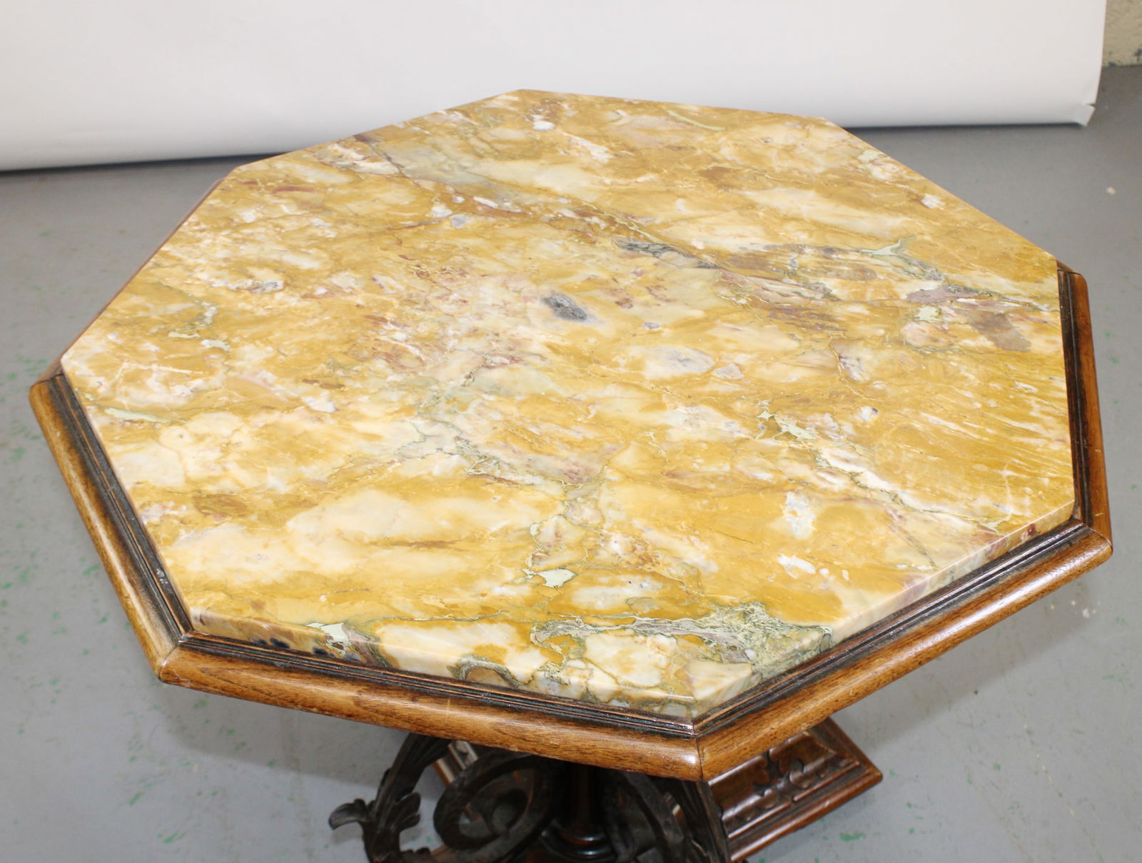 Octagonal marble top foyer table - 10