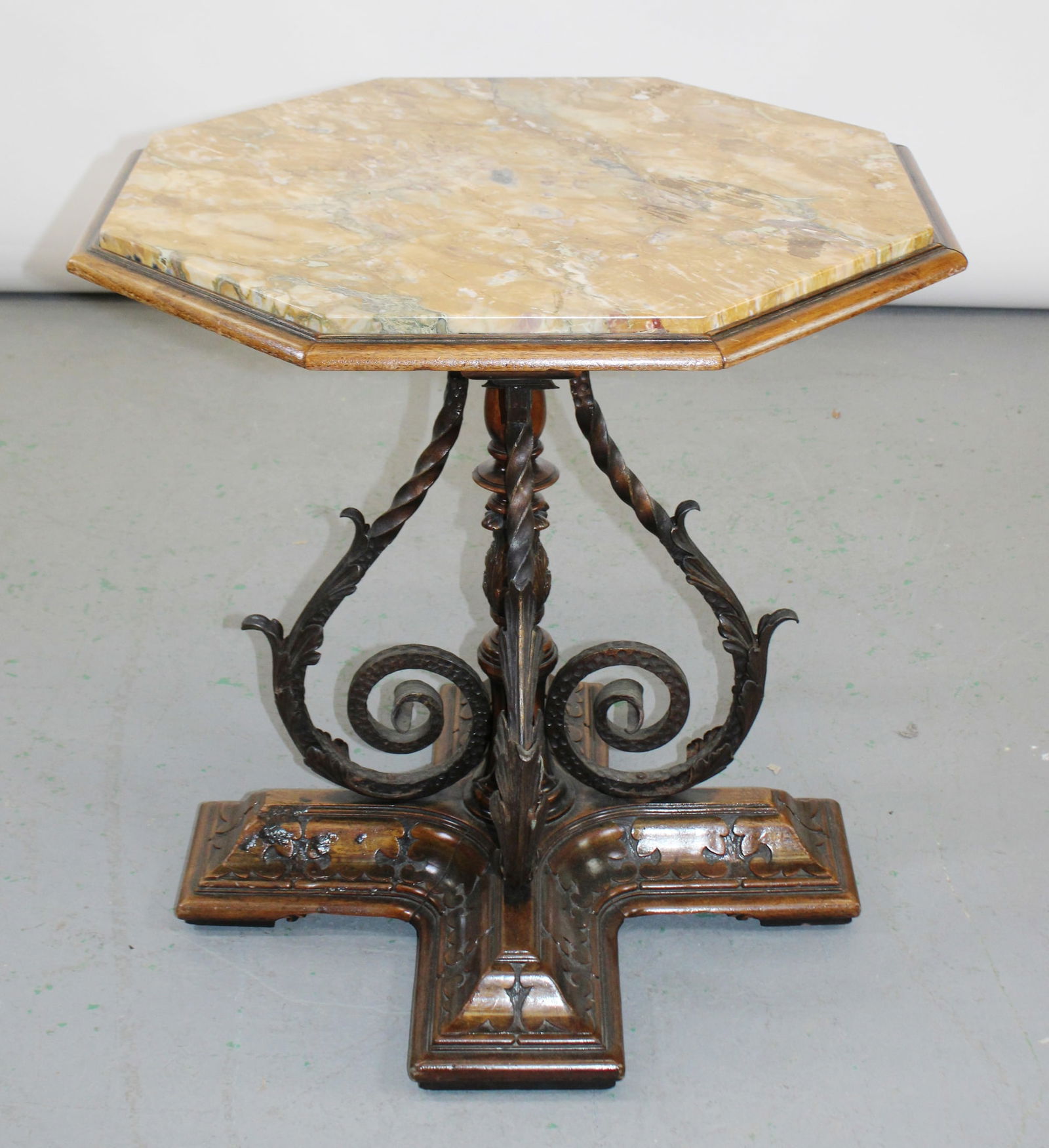 Octagonal marble top foyer table - 2
