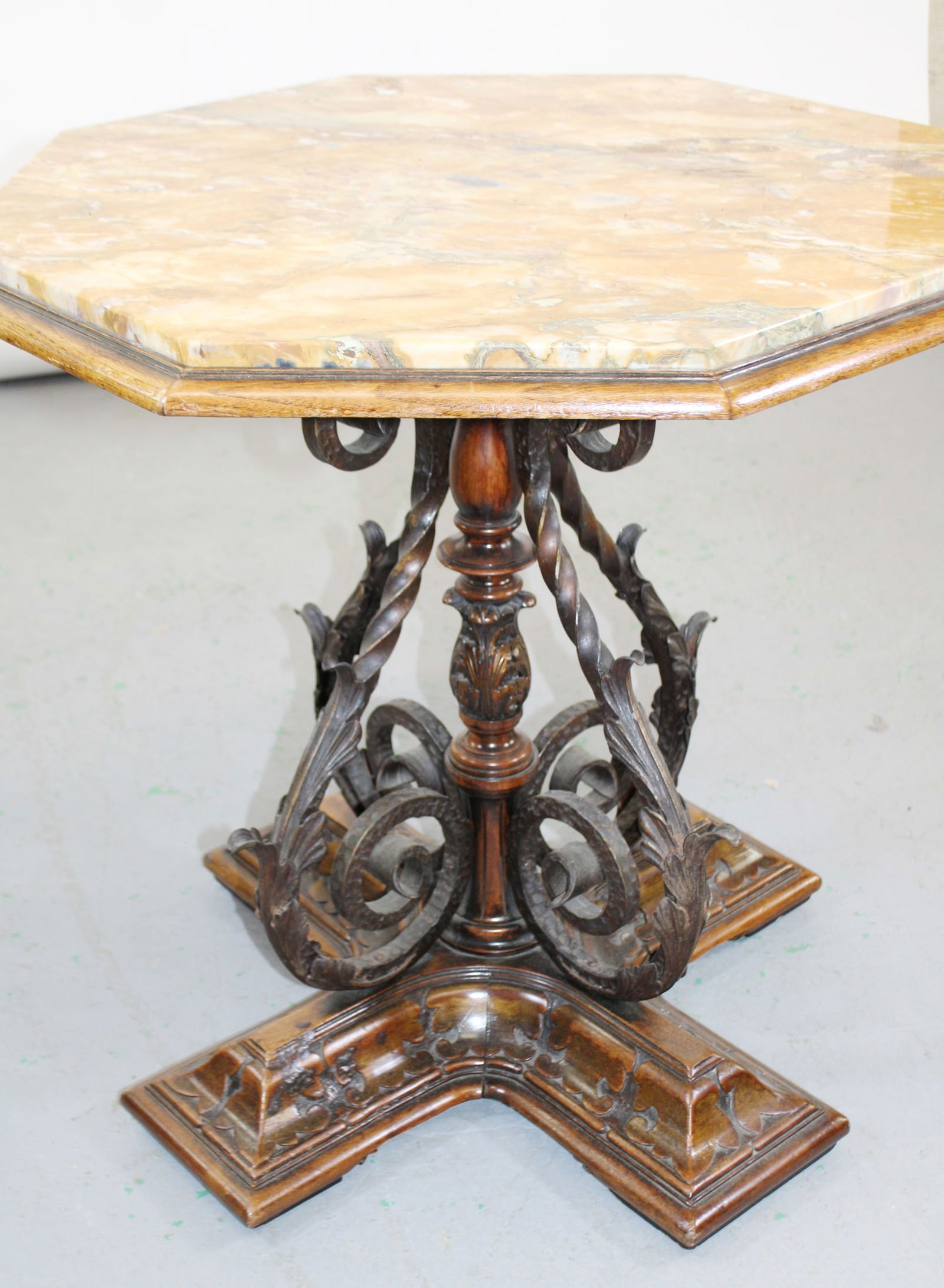 Octagonal marble top foyer table - 5