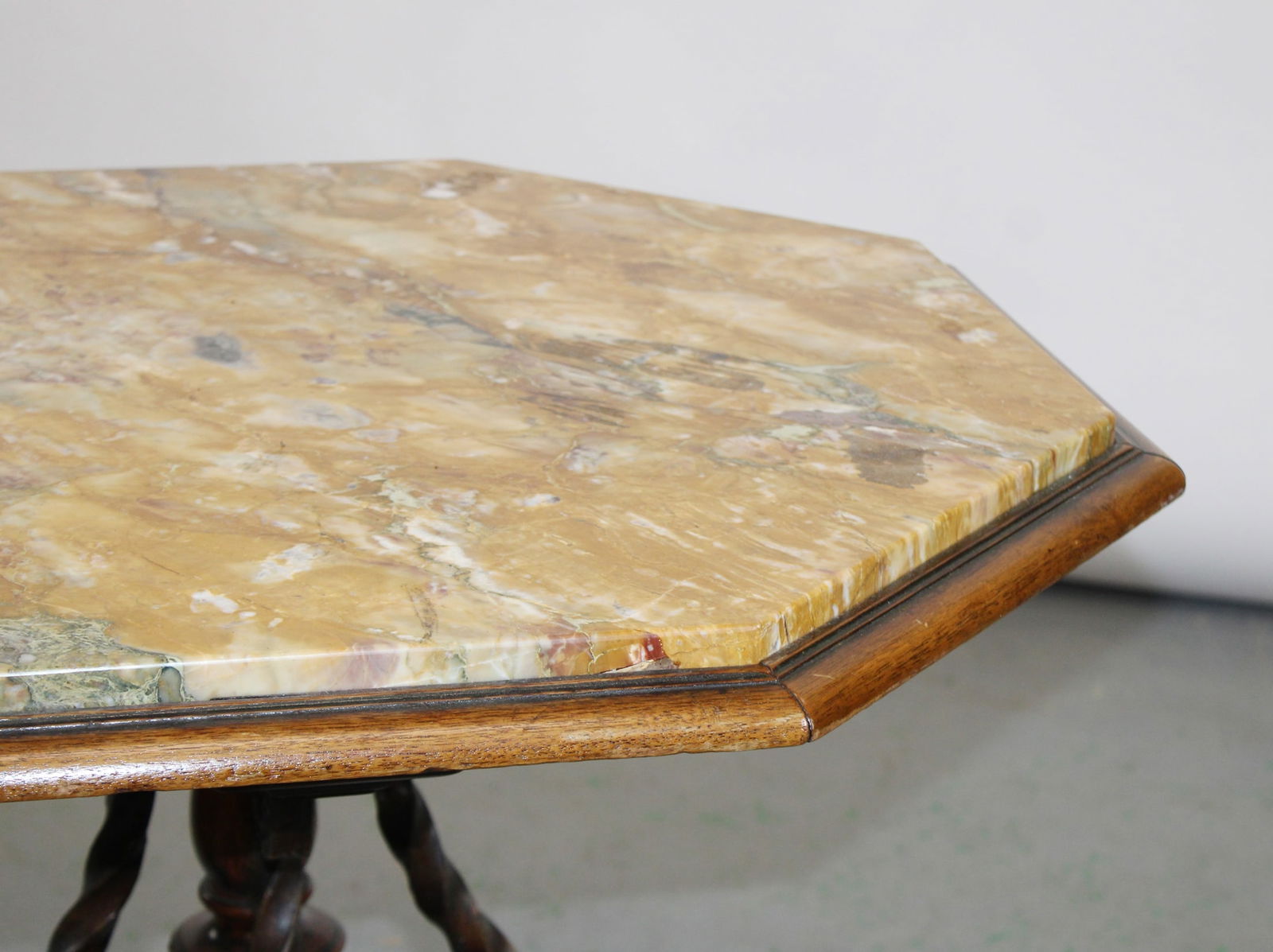 Octagonal marble top foyer table - 7