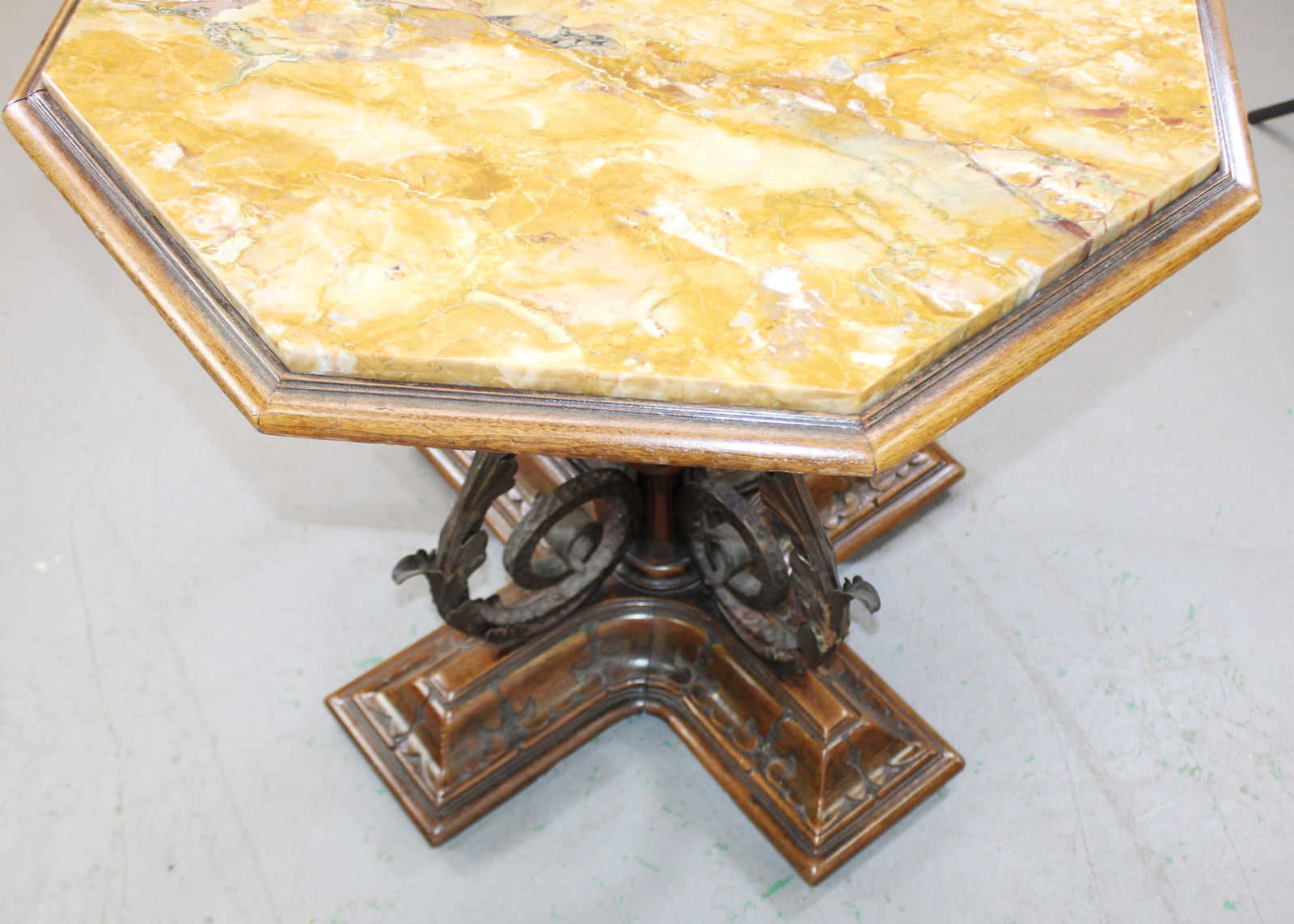 Octagonal marble top foyer table - 8