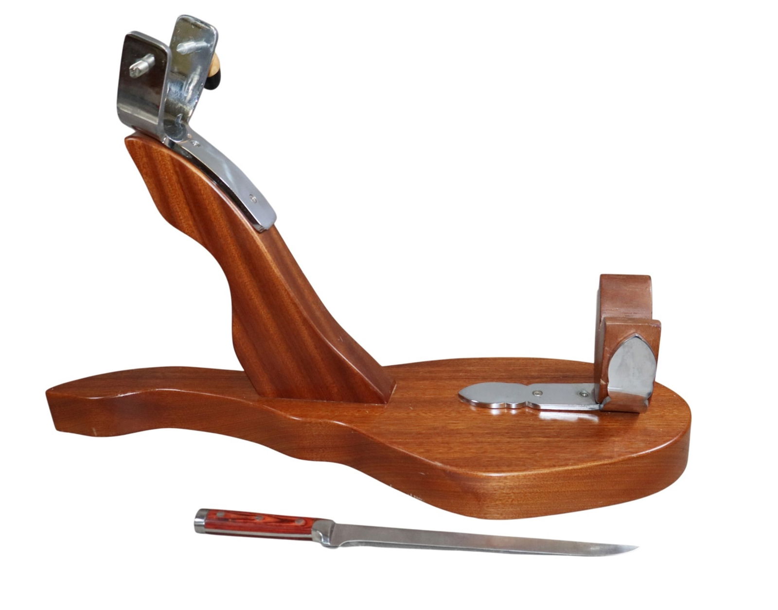 Gala Deluxe Solid Hardwood Ham holder with knife: Gala Deluxe Solid Hardwood Ham holder. 16 1/4"h x 26"w x 8 1/4"d. Weight: 11lbs