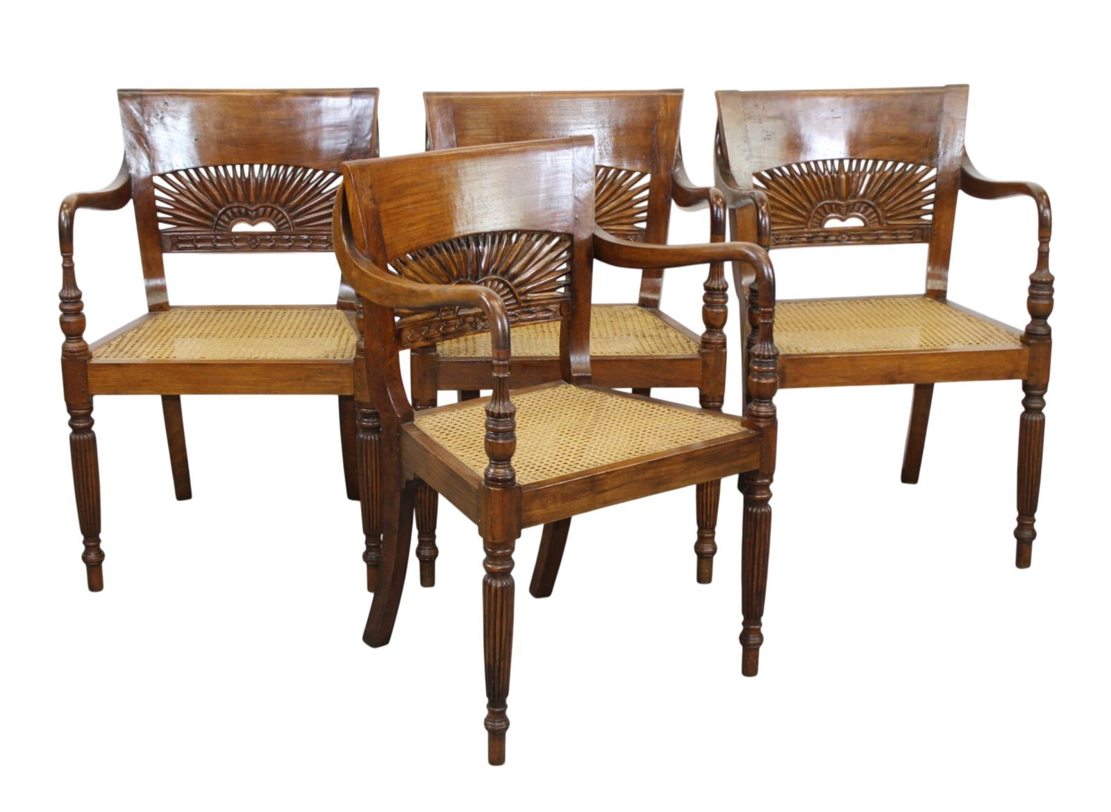 Set of 4 British Colonial style armchairs in mahogany (1 of 9)
