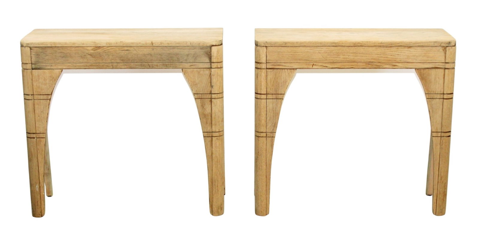 Pair French Art Deco console tables in bleached oak (1 of 8)