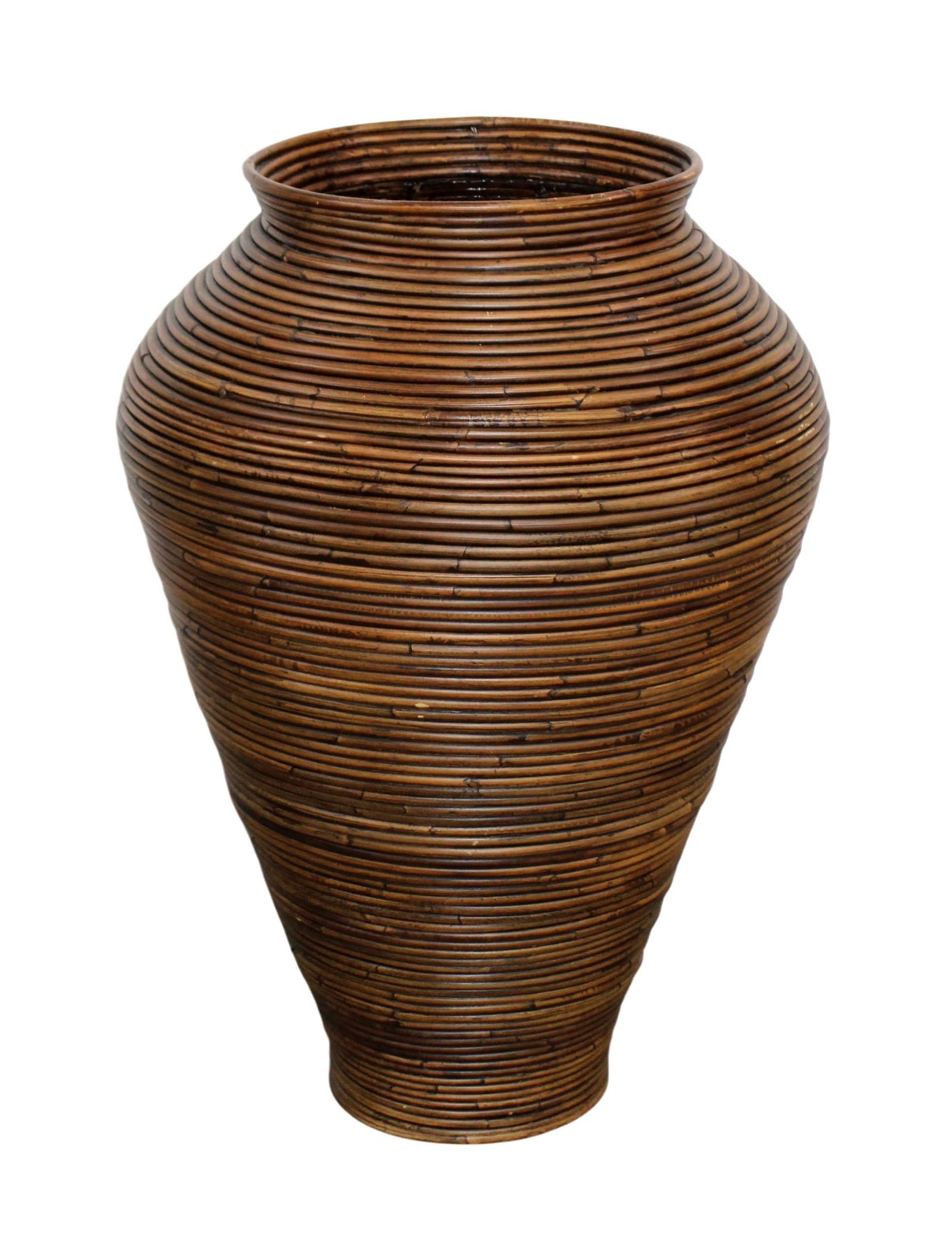 Pencil reed floor vase after Gabriella Crespi design: Pencil reed floor vase after Gabriella Crespi design. 28"h x 12 3/8"dia (18"w maximum)