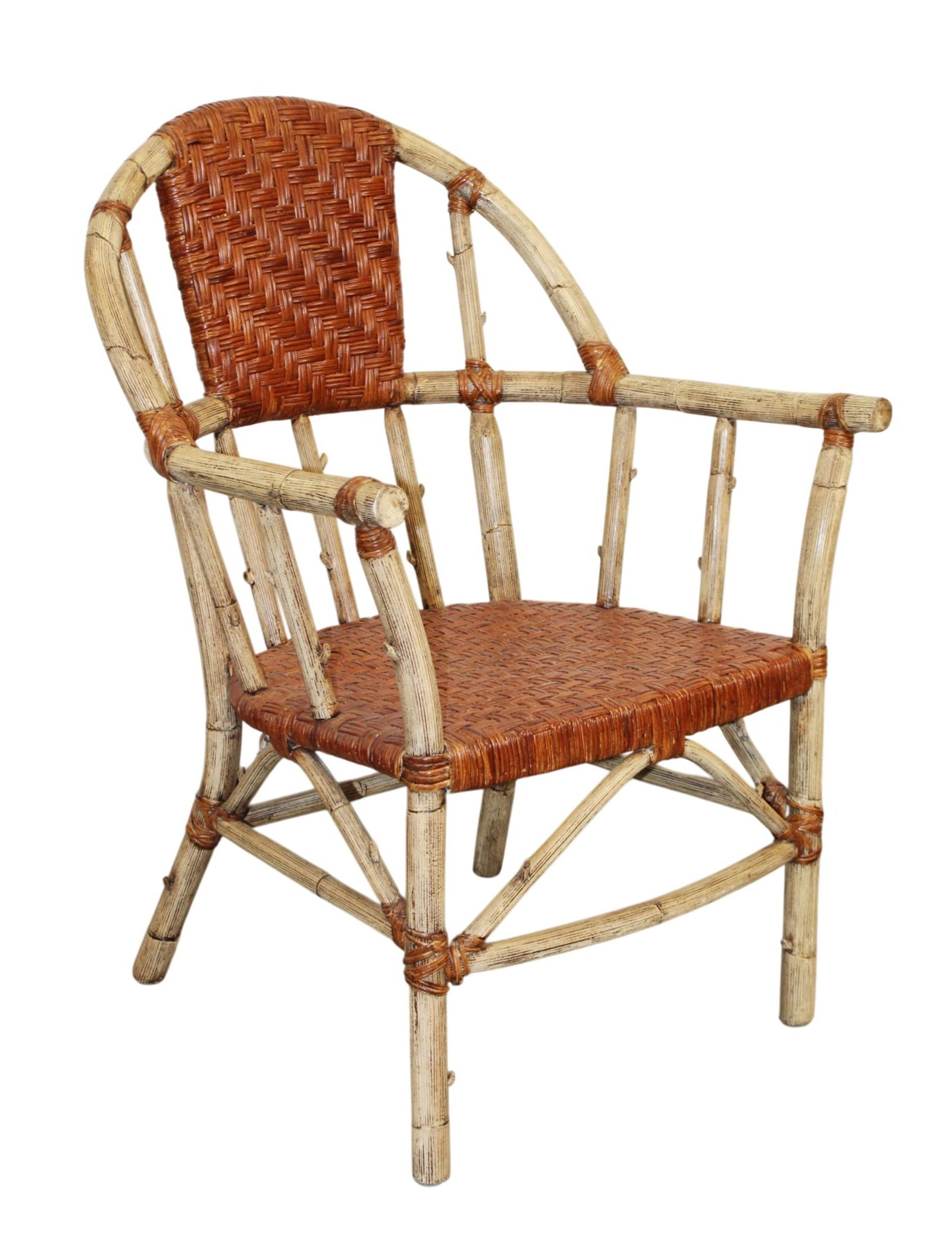 Palecek Adirondak style faux bois and rattan armchair (1 of 7)
