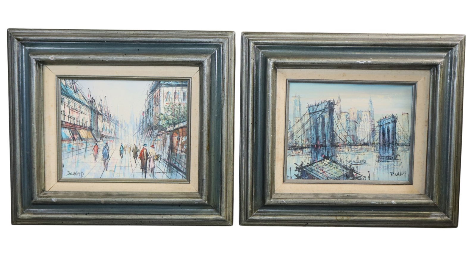 Lot of 2 Suzanne Duchamp (French, 1889-1963) oil on canvas paintings of Paris street scenes: Lot of 2 Suzanne Duchamp (French, 1889-1963) oil on canvas paintings of Paris street scenes. 15"h x 17"w Sight: 7 3/8"h x 9 1/2"w. Weight: 5.5lbs total