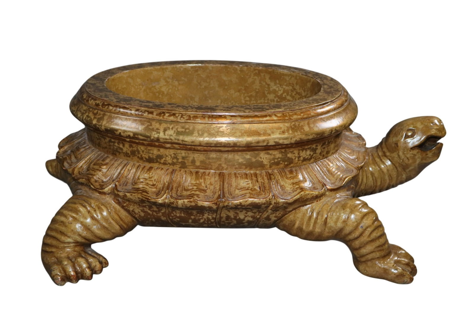 Maitland Smith (unmarked) turtle form jardiniere: Maitland Smith (unmarked) turtle form jardiniere. 9 1/2"h x 27 7/8"w x 17 1/8"d. Weight: 19lbs