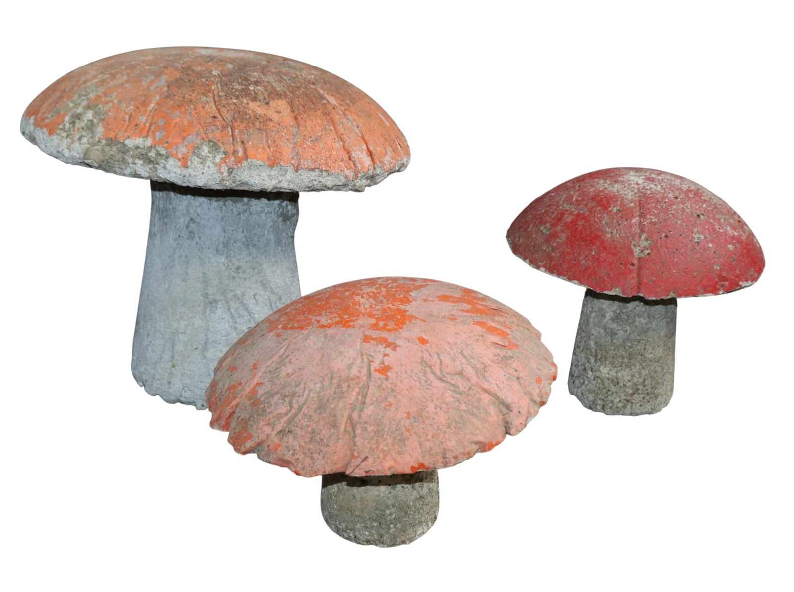 Set of 3 French cast stone garden mushrooms (1 of 9)