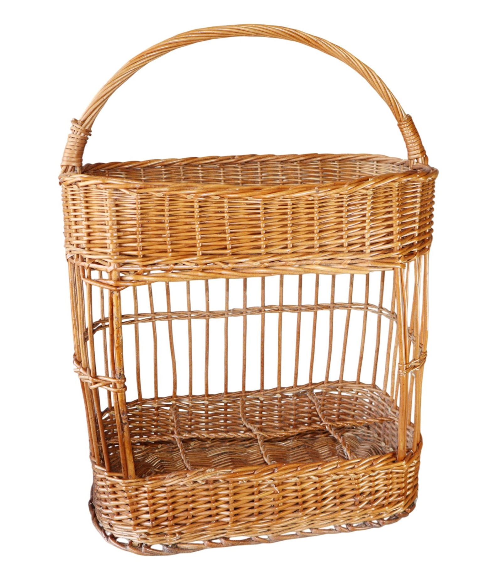 French wicker wine bottle rack and carrier (1 of 8)