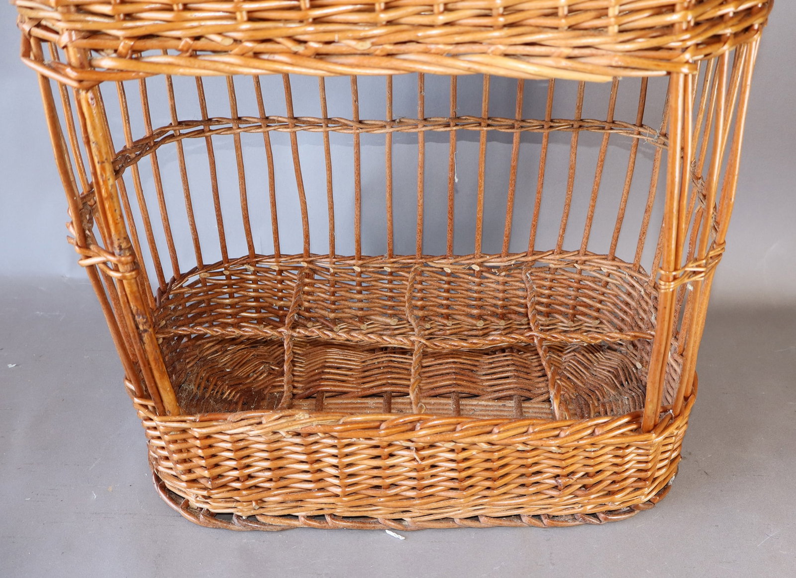 French wicker wine bottle rack and carrier - 4