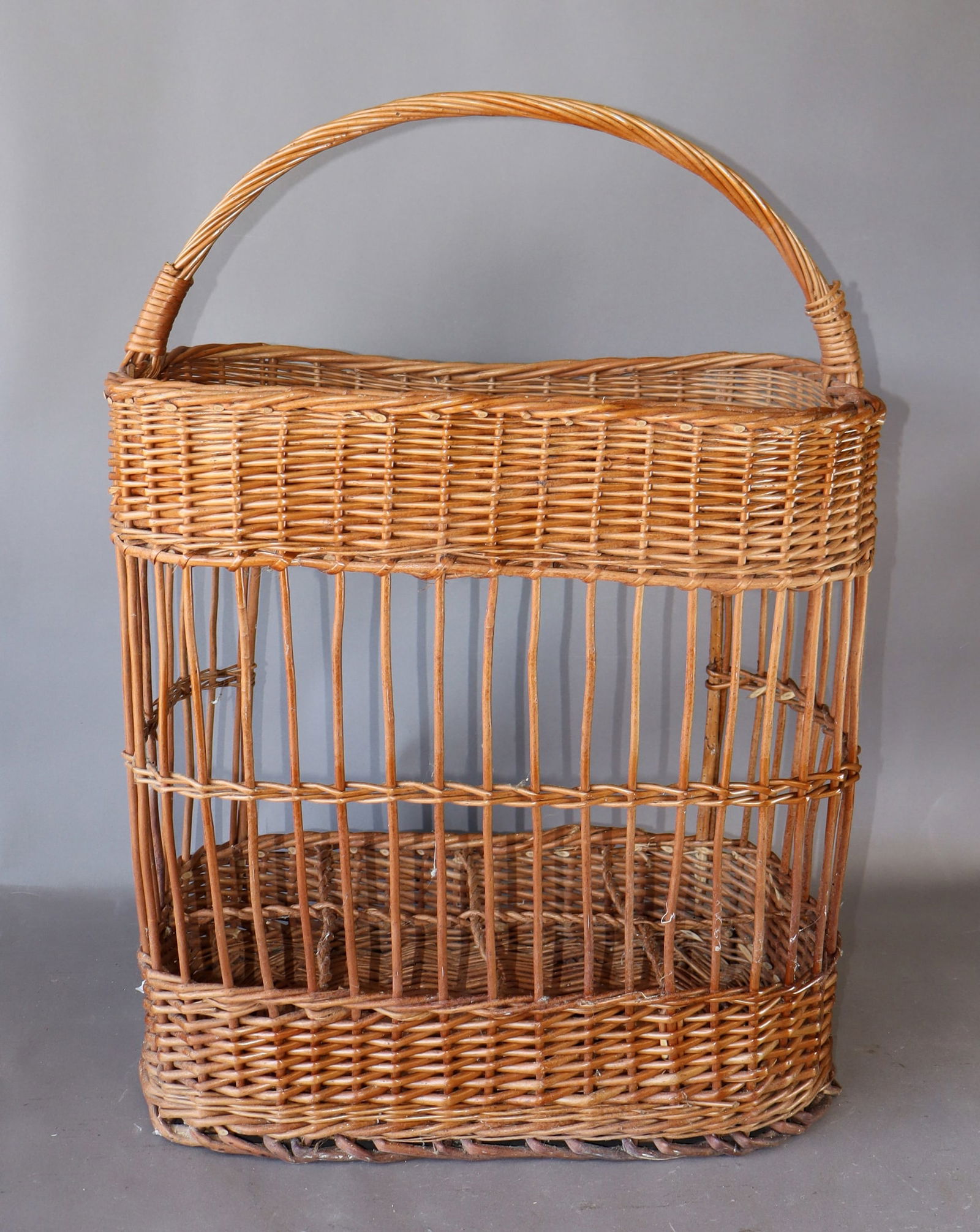 French wicker wine bottle rack and carrier - 7