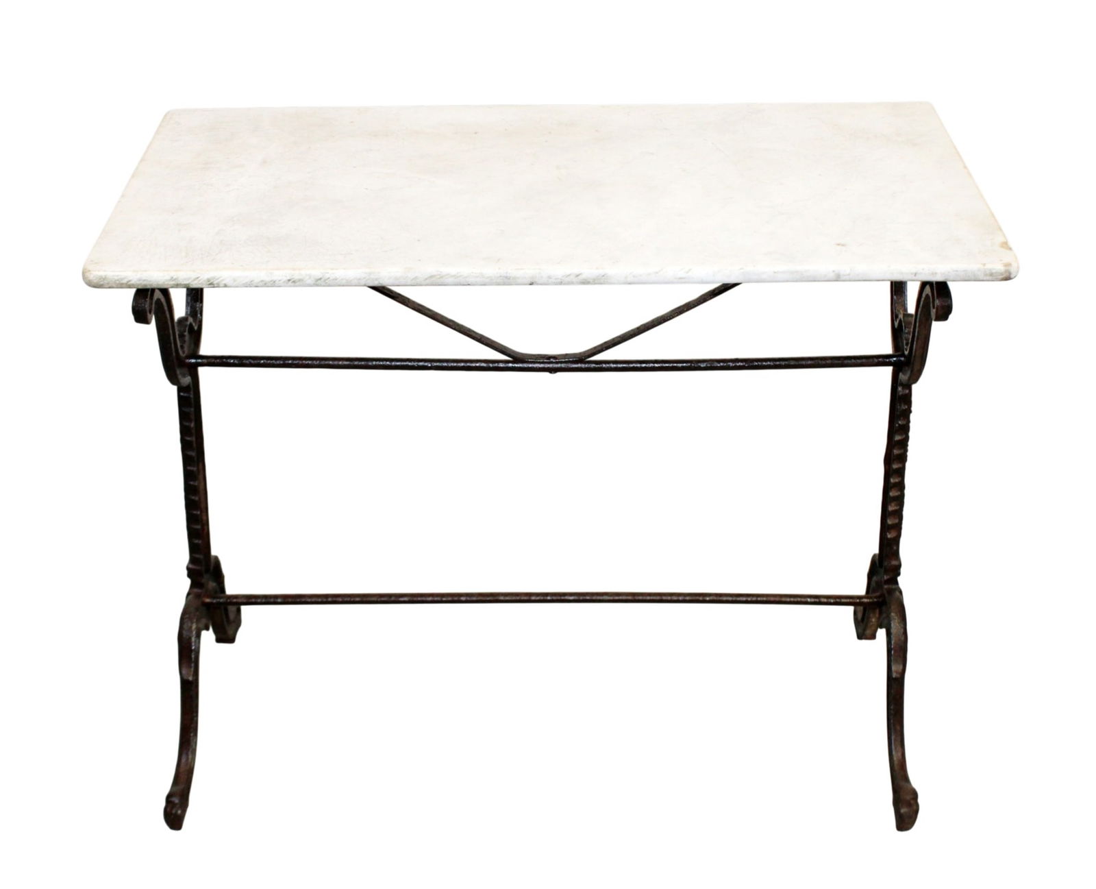 French marble top bistro table on cast iron base (1 of 7)