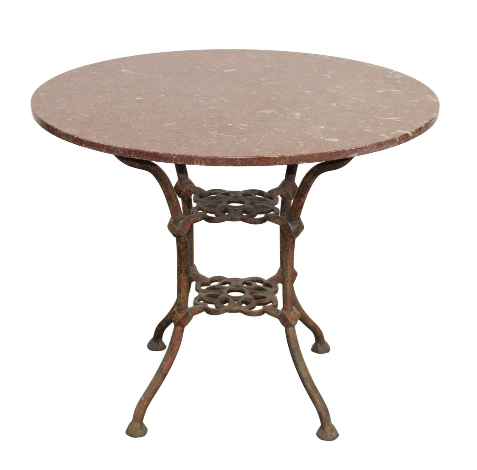 Marble top gueridon table on patinated aluminum base (1 of 8)
