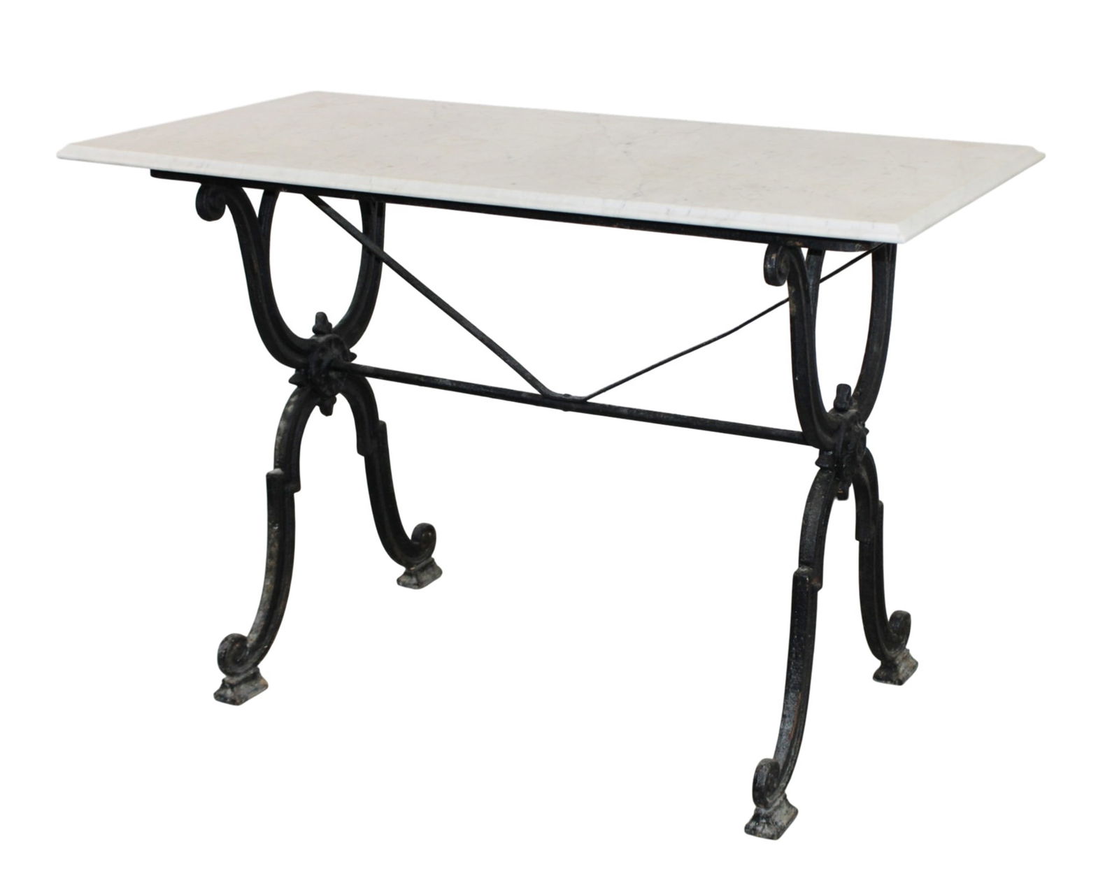 French cast iron base cafe table with marble top (1 of 9)