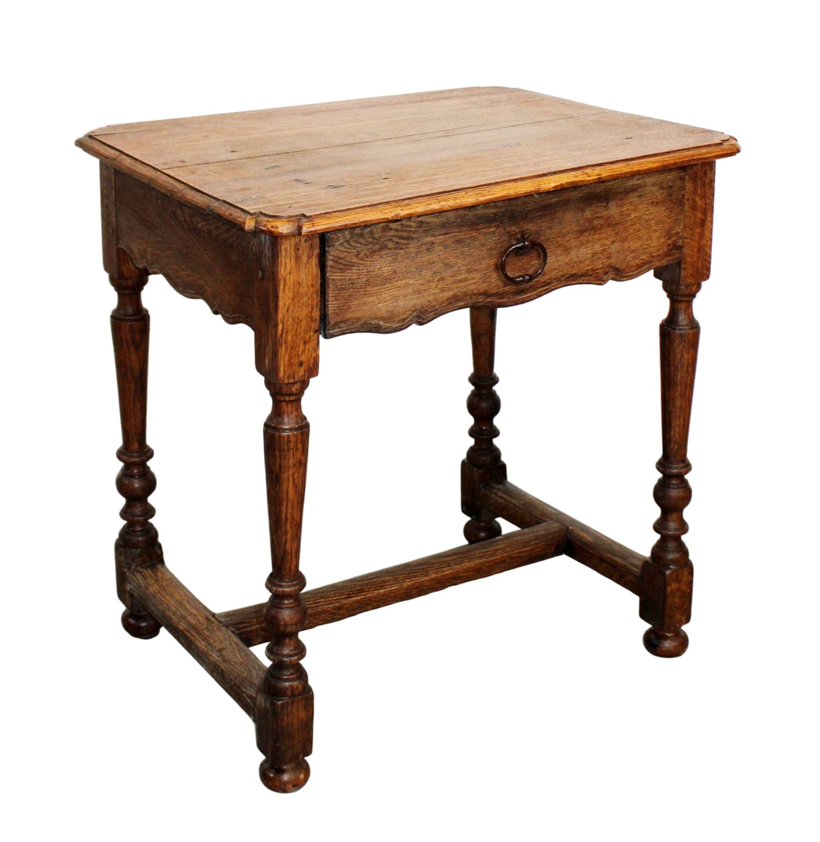 French oak side table with scallop edge and single drawer (1 of 9)