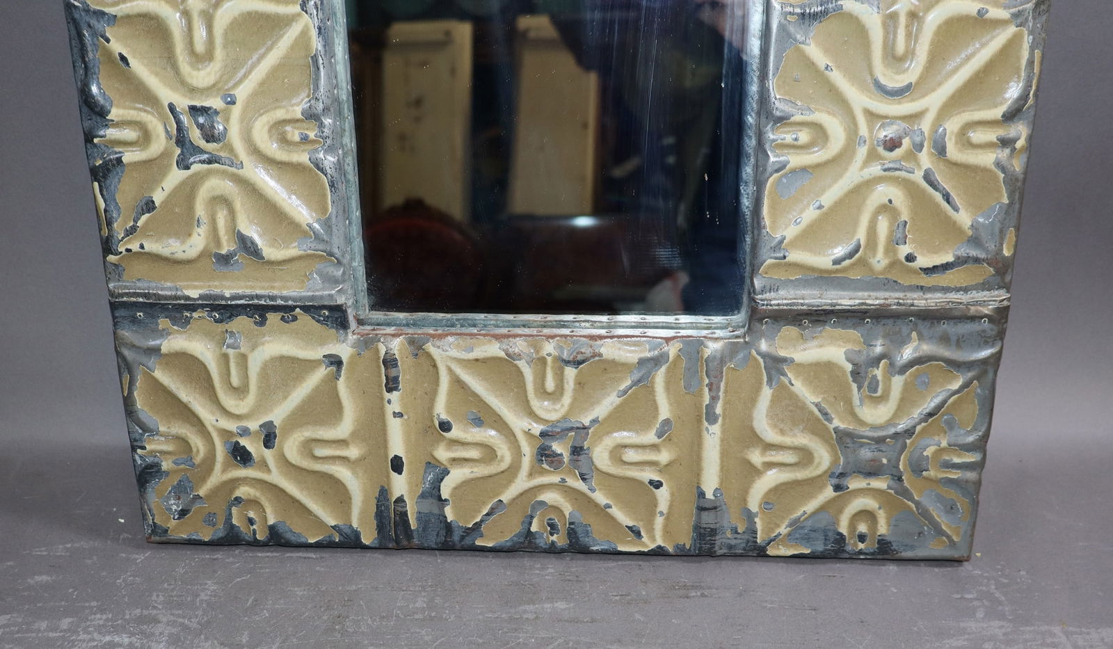 Reclaimed ceiling tin framed mirror - 5