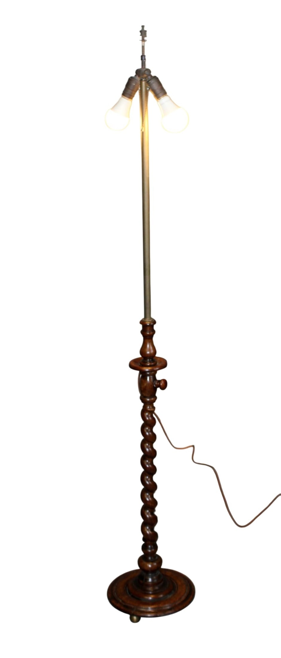 English barley twist floor lamp in oak (1 of 8)