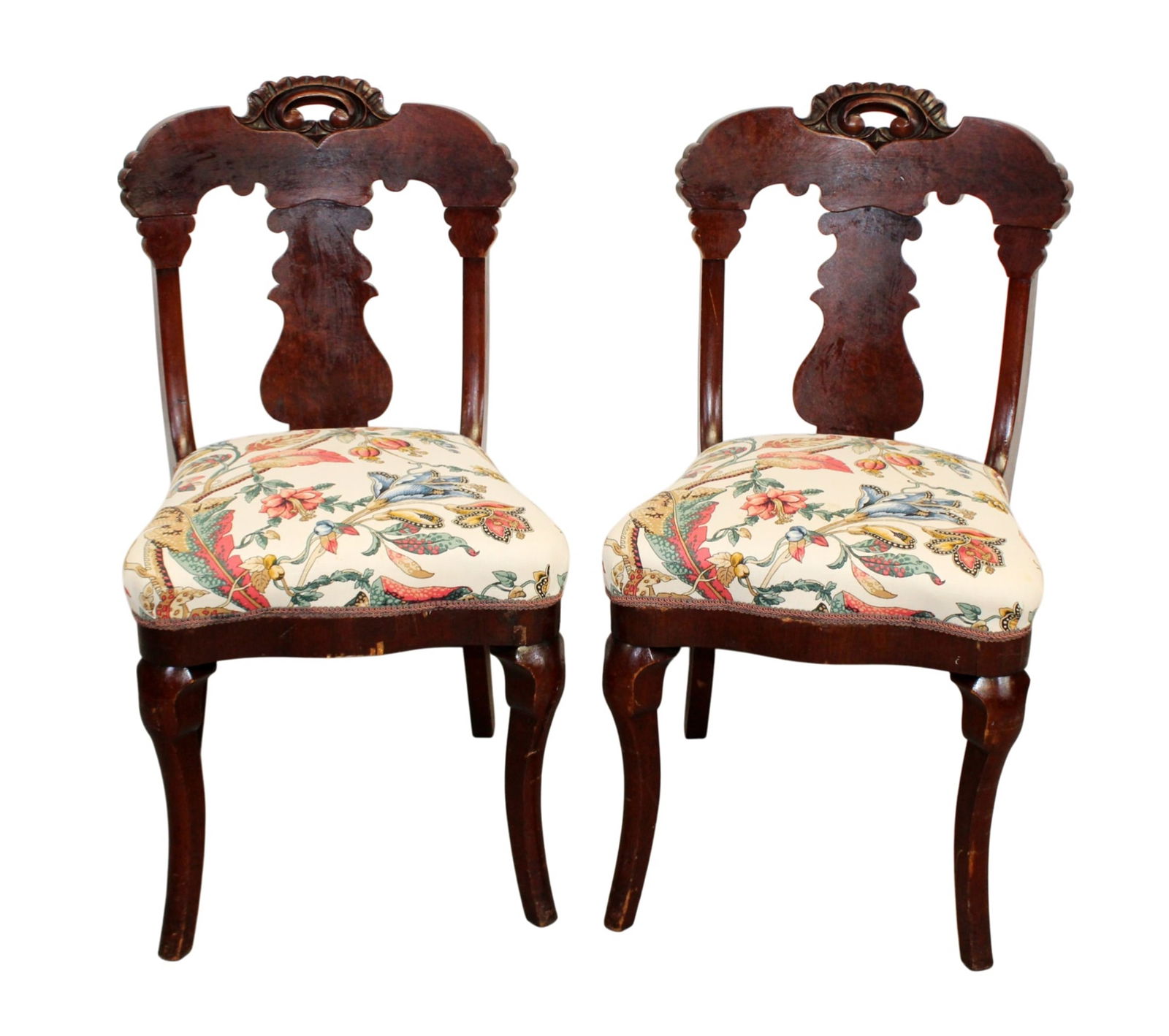 Pair of English carved mahogany side chairs (1 of 8)