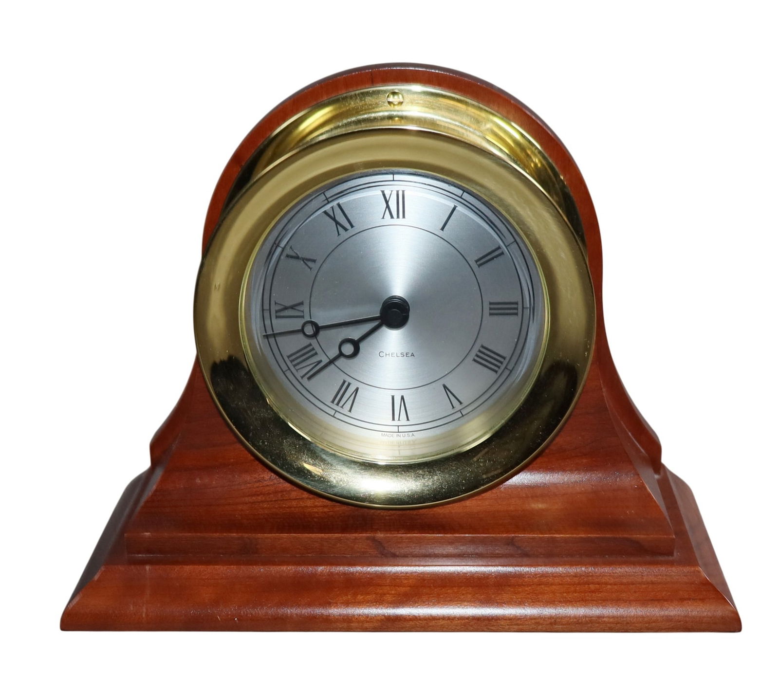 Chelsea ships clock in bronze on mahogany stand (1 of 6)