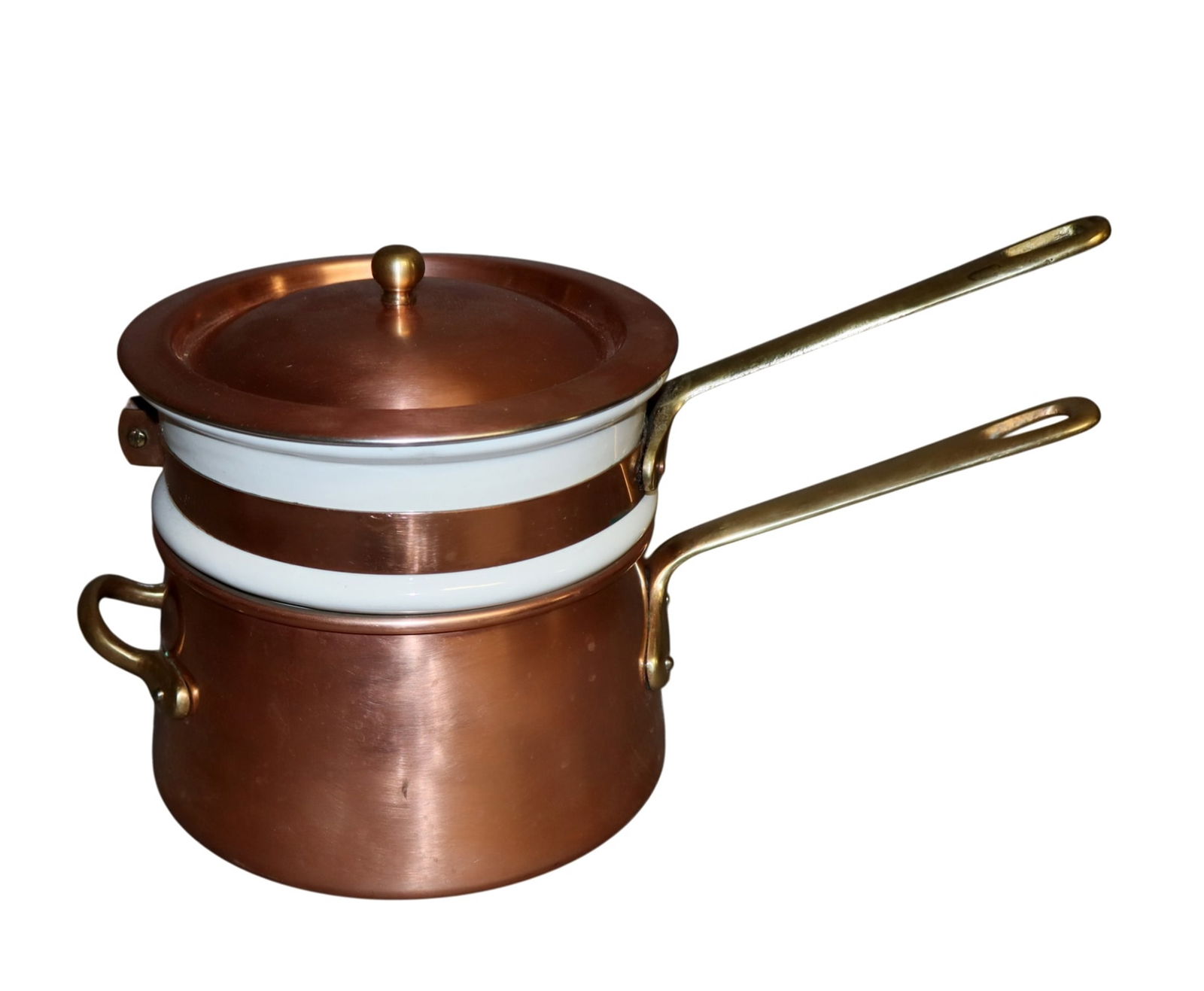 French copper double boiler with ceramic pot: French copper double boiler with ceramic pot