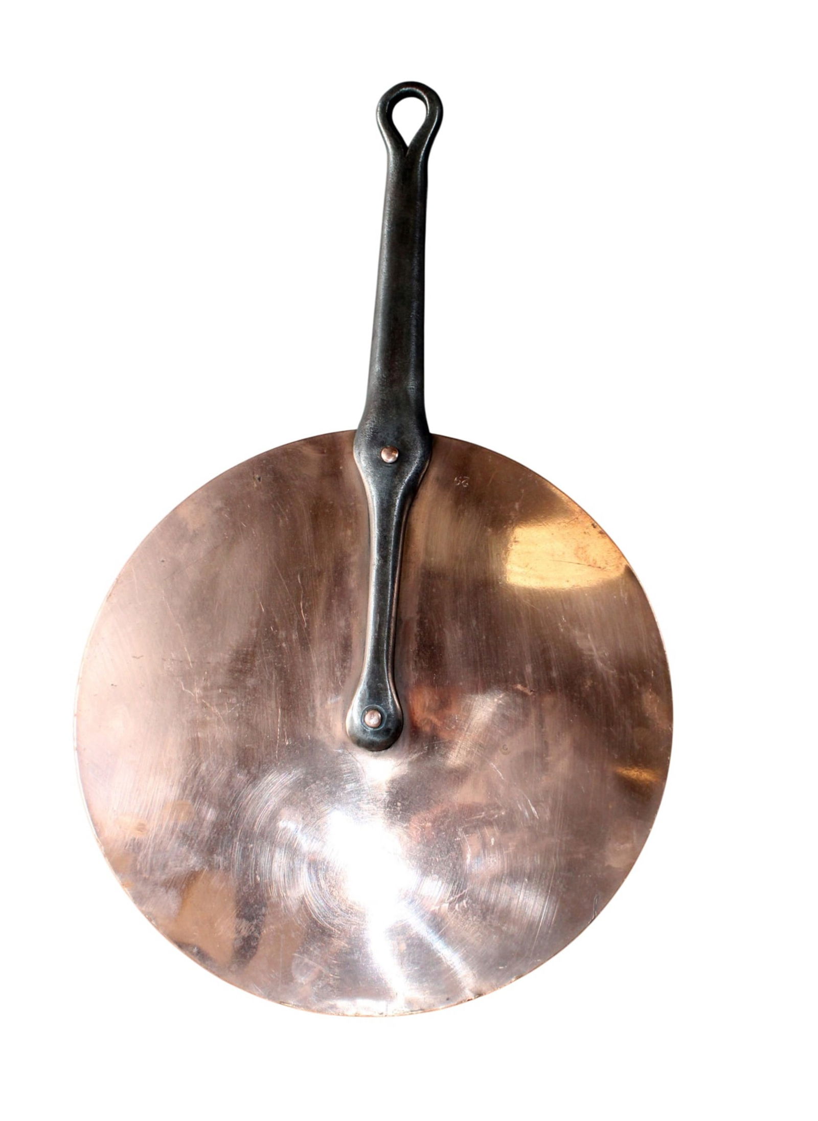 Large French copper pot lid: Large French copper pot lid. 20" l x 11 3/4"dia Weight: 3lbs