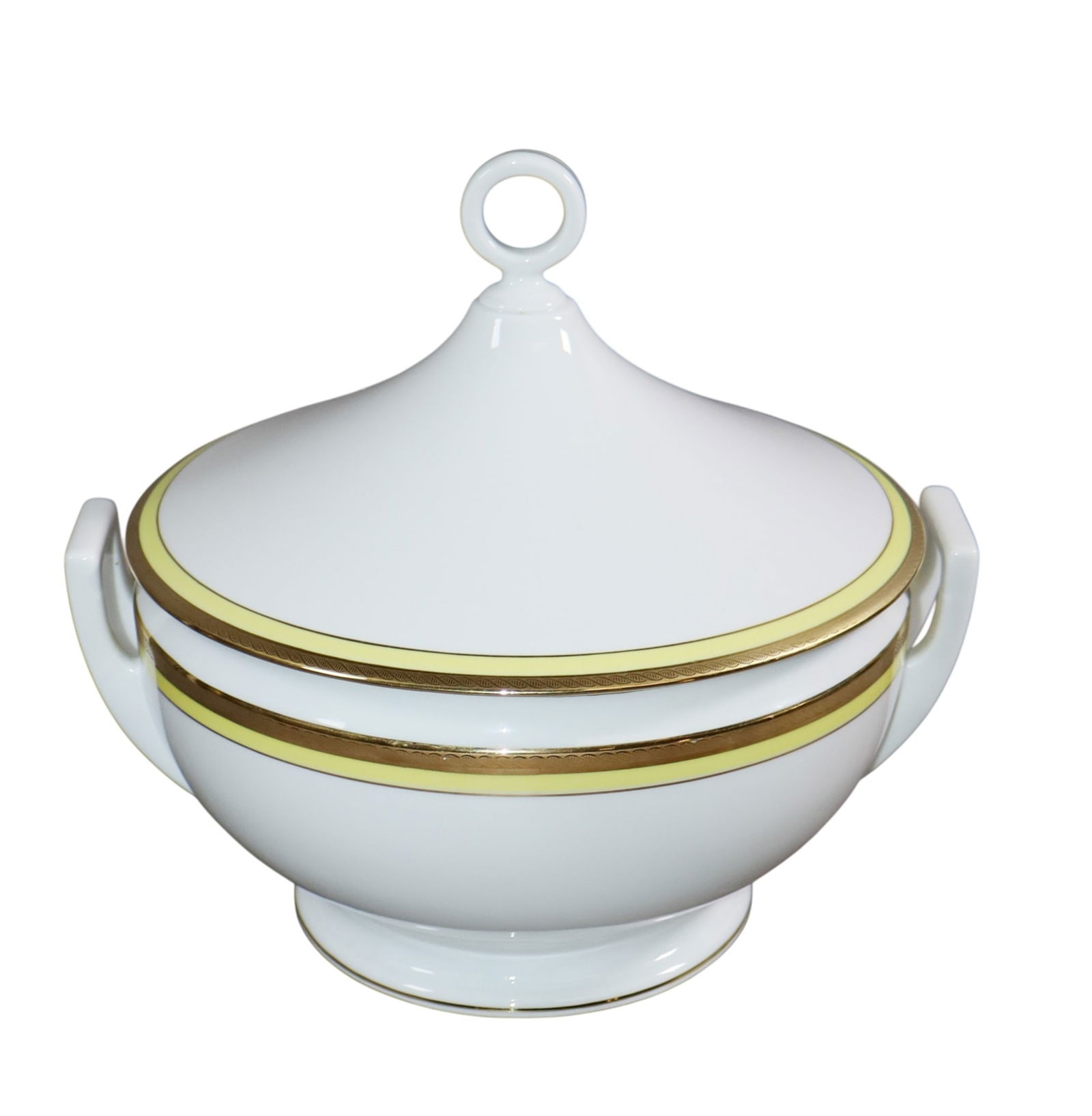 Richard Ginori Italian porcelain lidded tureen: Richard Ginori Italian porcelain lidded tureen. 9 3/4"h x 11"w x 9 1/2"dia. Weight: 5lbs