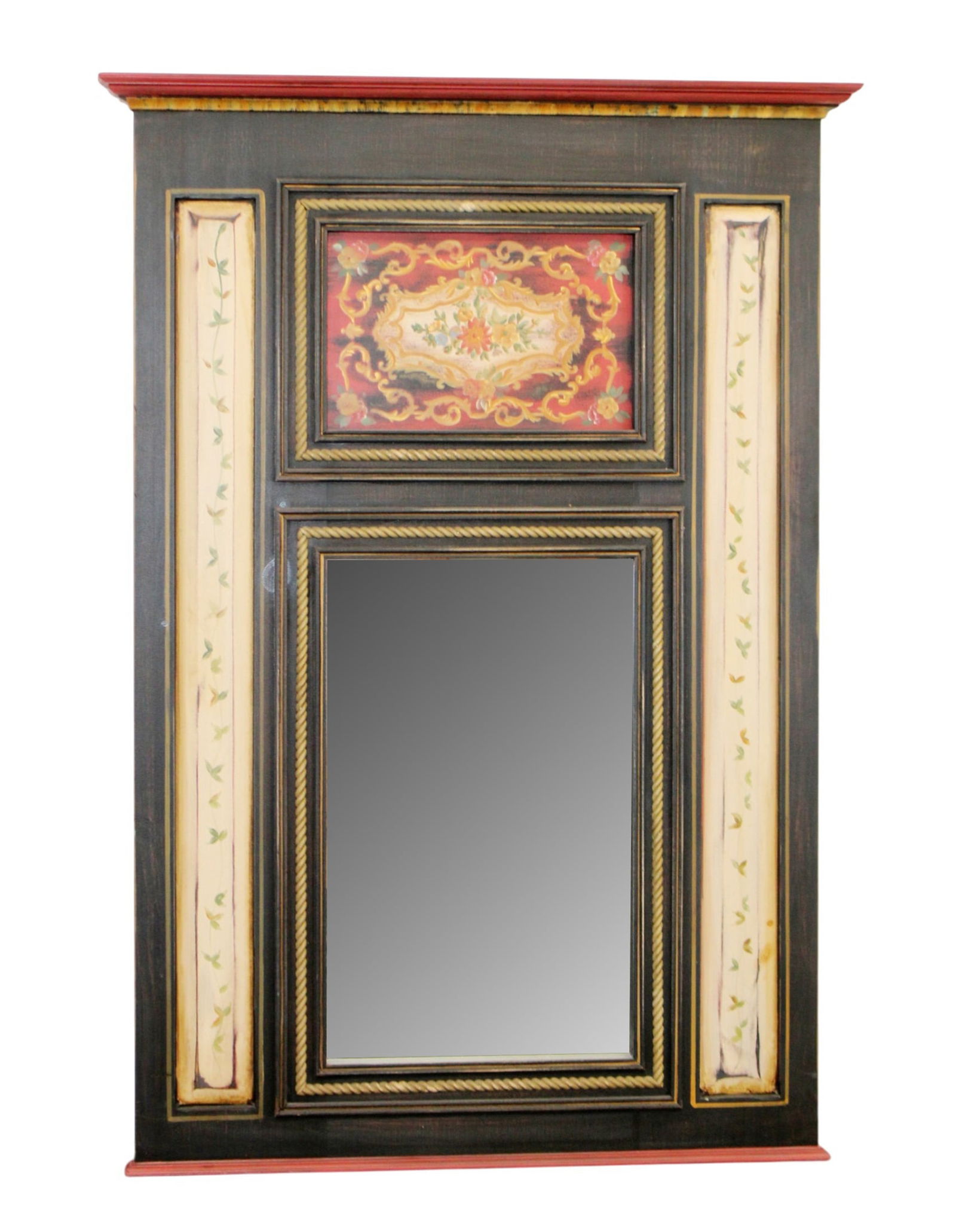 Habersham painted pine trumeau mirror: Habersham painted pine trumeau mirror. 21st century. 51"h x 35 3/4"w