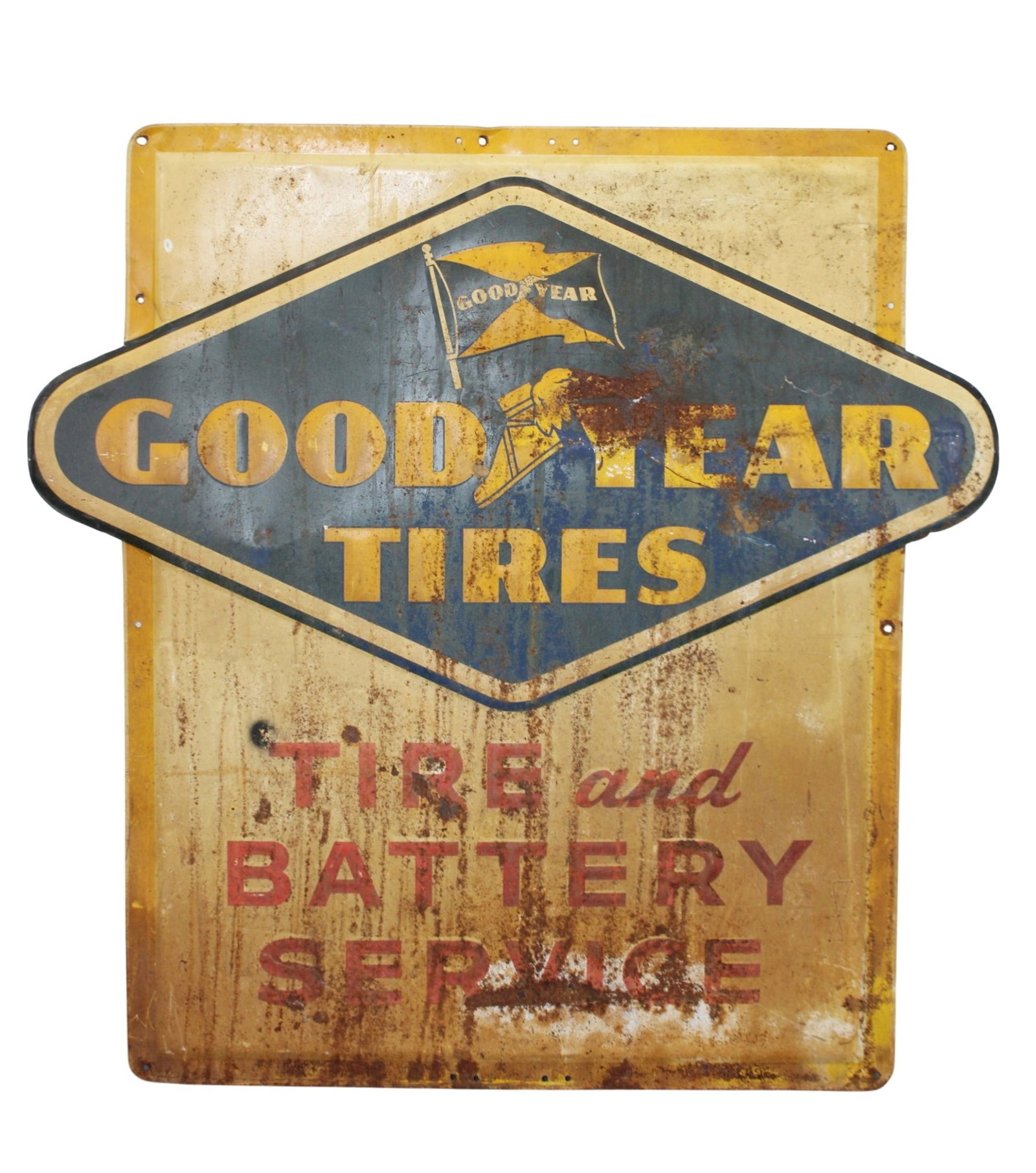 Goodyear Tire & Battery trade sign: Goodyear Tire & Battery trade sign. 42"h x 42"w overall