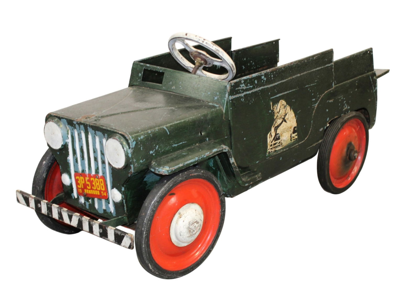 Roy Rogers NellyBelle Jeep pedal car: Roy Rogers NellyBelle Jeep pedal car circa 1950's. 18"h x 44"w x 14"d