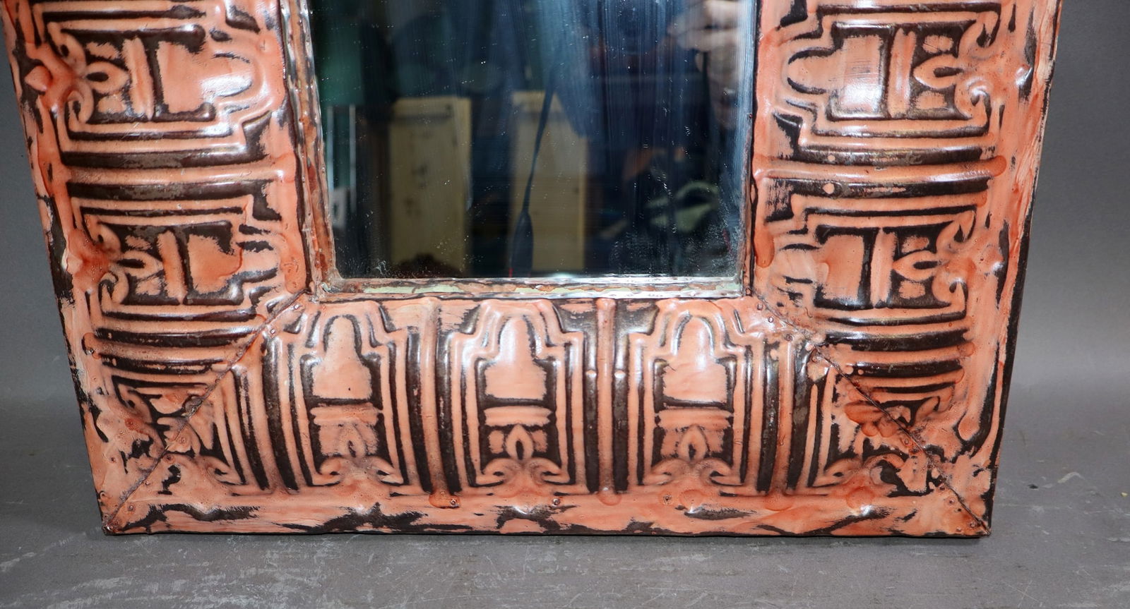 Reclaimed ceiling tin framed mirror - 4