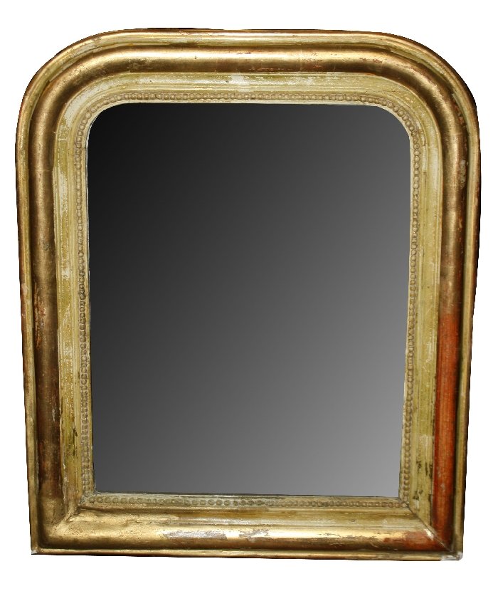 19th c. French Louis Philippe gilt mirror with beading