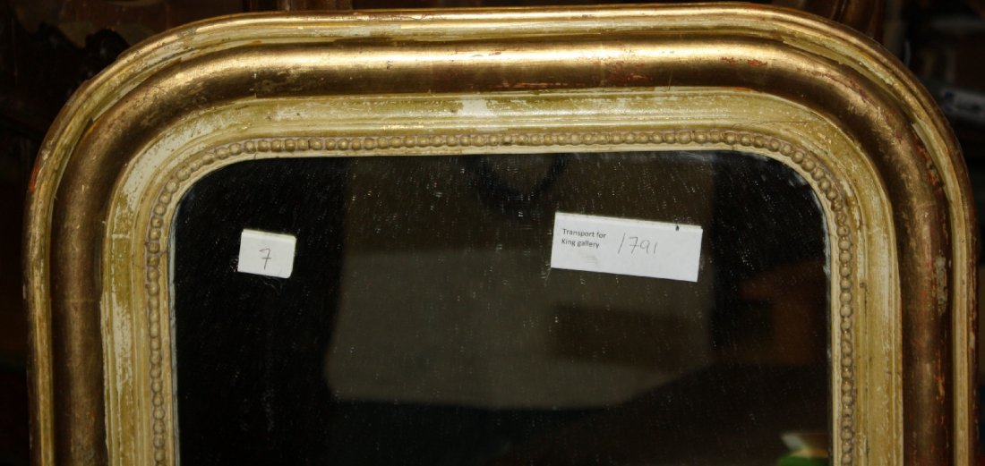 19th c. French Louis Philippe gilt mirror with beading - 2