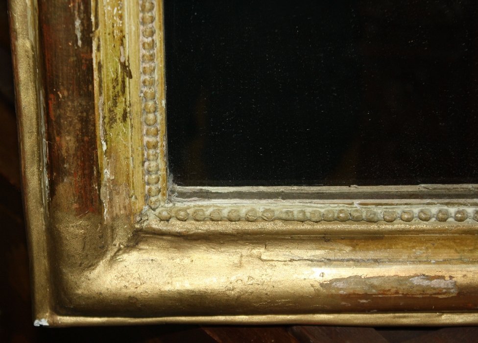 19th c. French Louis Philippe gilt mirror with beading - 3