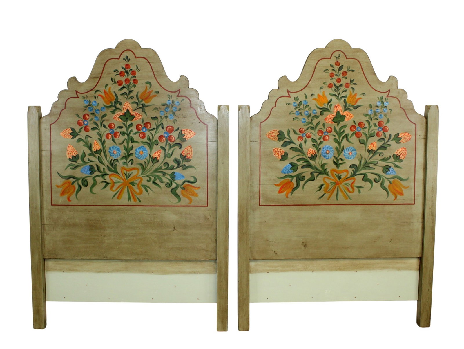 Pair of French Alsatian painted twin headboards (1 of 7)