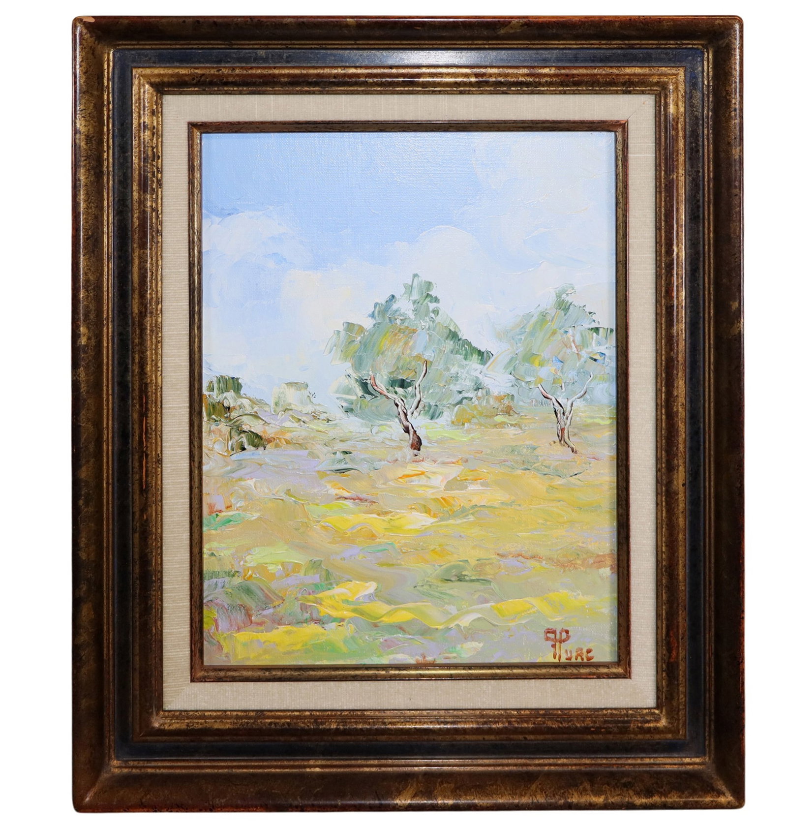 French oil on board painting Provence landscape scene (1 of 6)