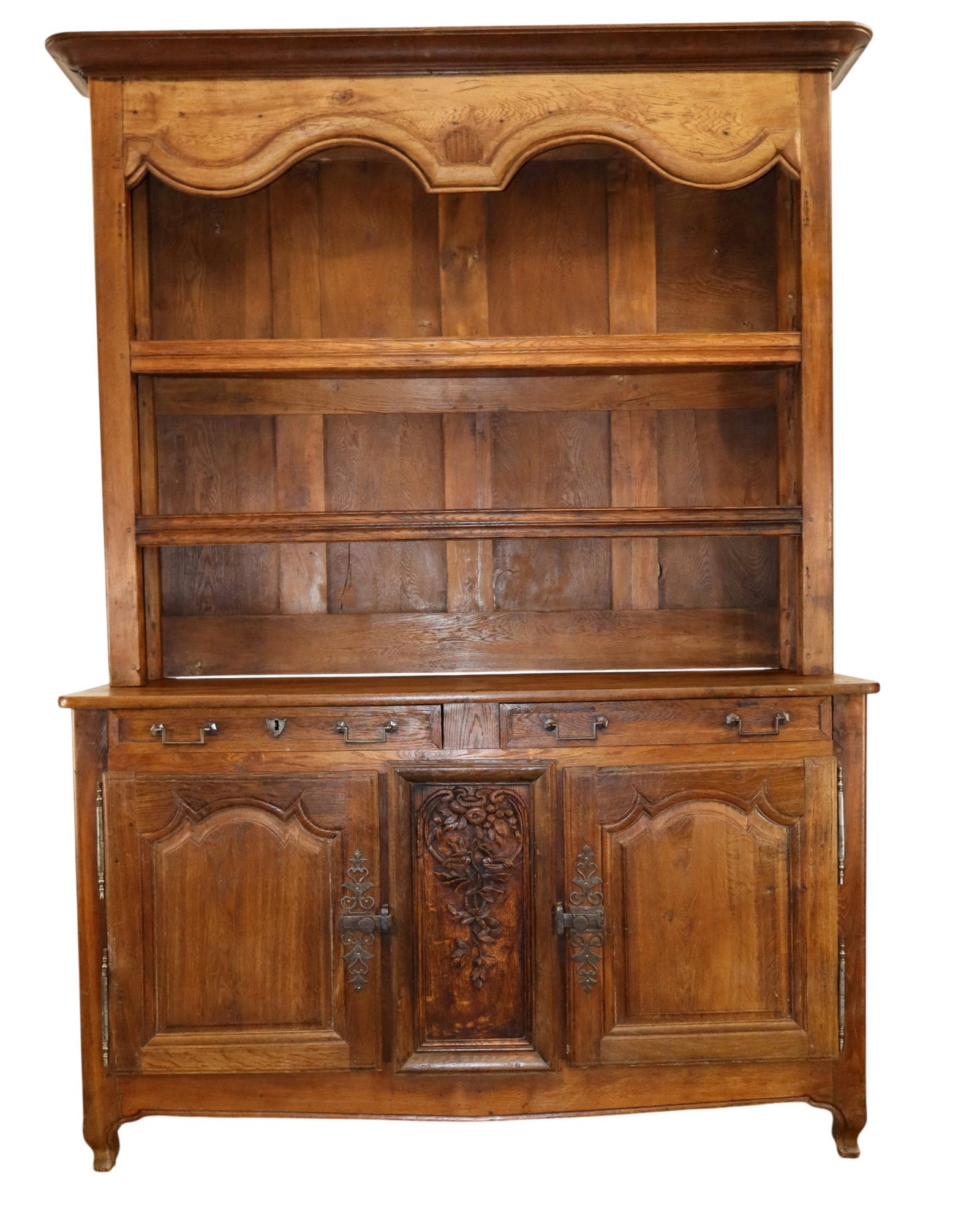 French farmhouse buffet in oak with plate hutch (1 of 9)