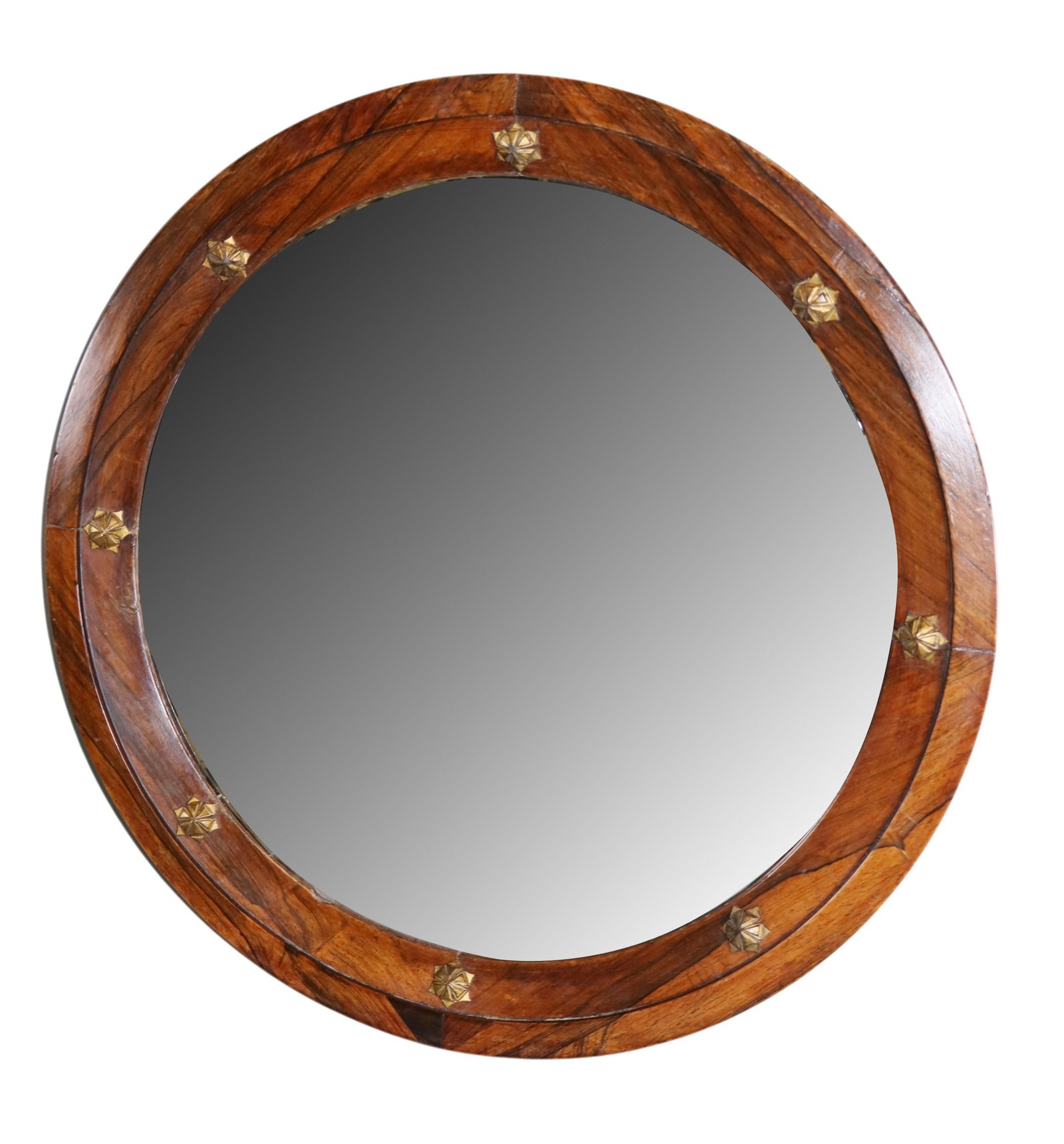 English Regency round mirror in rosewood with brass stars (1 of 5)